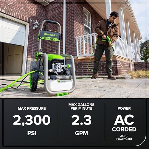 Miniatura 3 de Greenworks Pro - Lavadora de presión eléctrica sin escobillas 2300 PSI (Certificada SGS) 2.3 GPM Máx. 1.2 GPM (Manijas plegables, estructura de