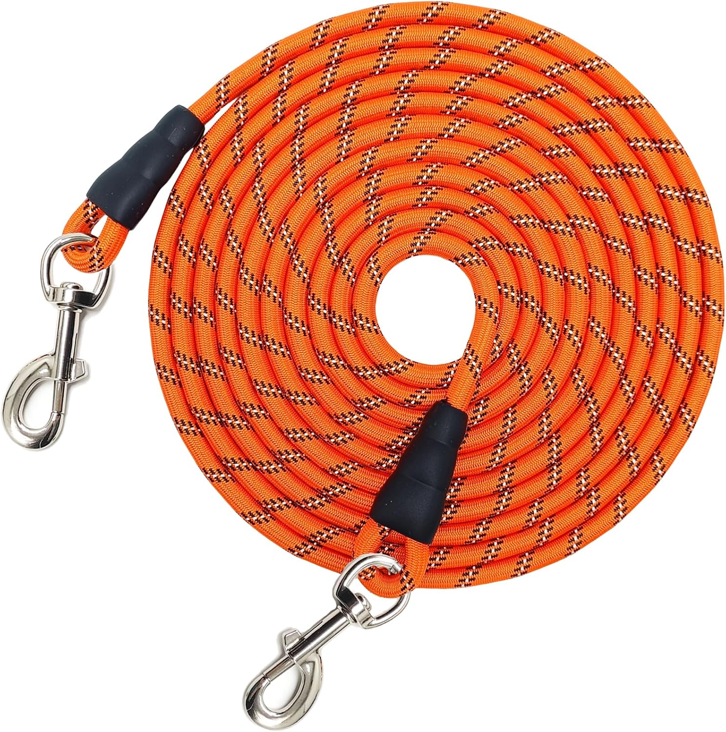 15FT 20FT 30FT 50FT Long Dog Tether, 3/8” Reflective Tie Out Rope | Dog Lead for Yard, Outdoor Camping, Playing, Backyard Runner for Large Medium Dogs (20ft, Orange)