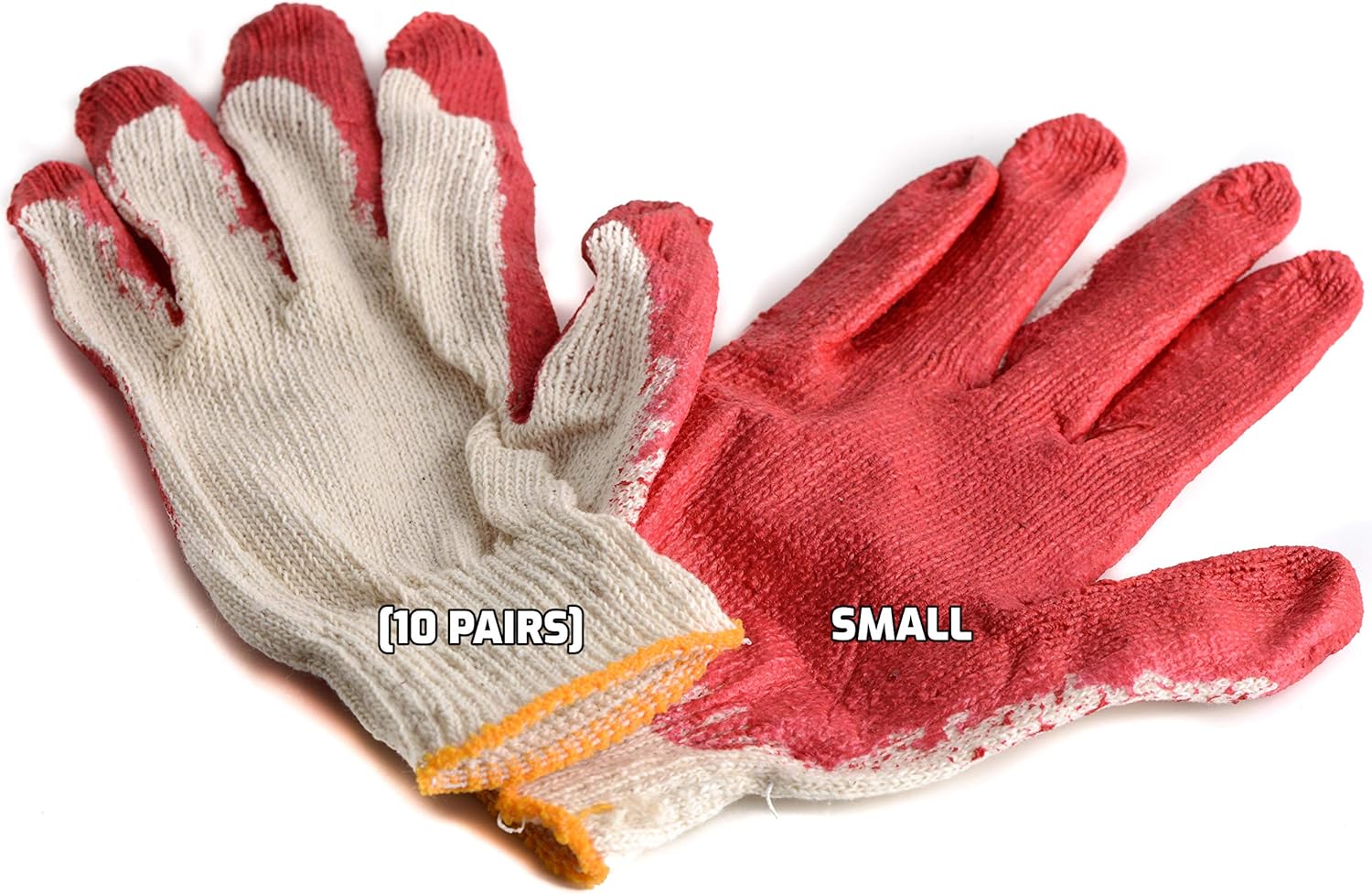 EcoQuality 10 Pack Small Red Nitrile Coated Cotton Knit Gloves for Construction, Warehouse, Landscaping, Mechanic - Disposable