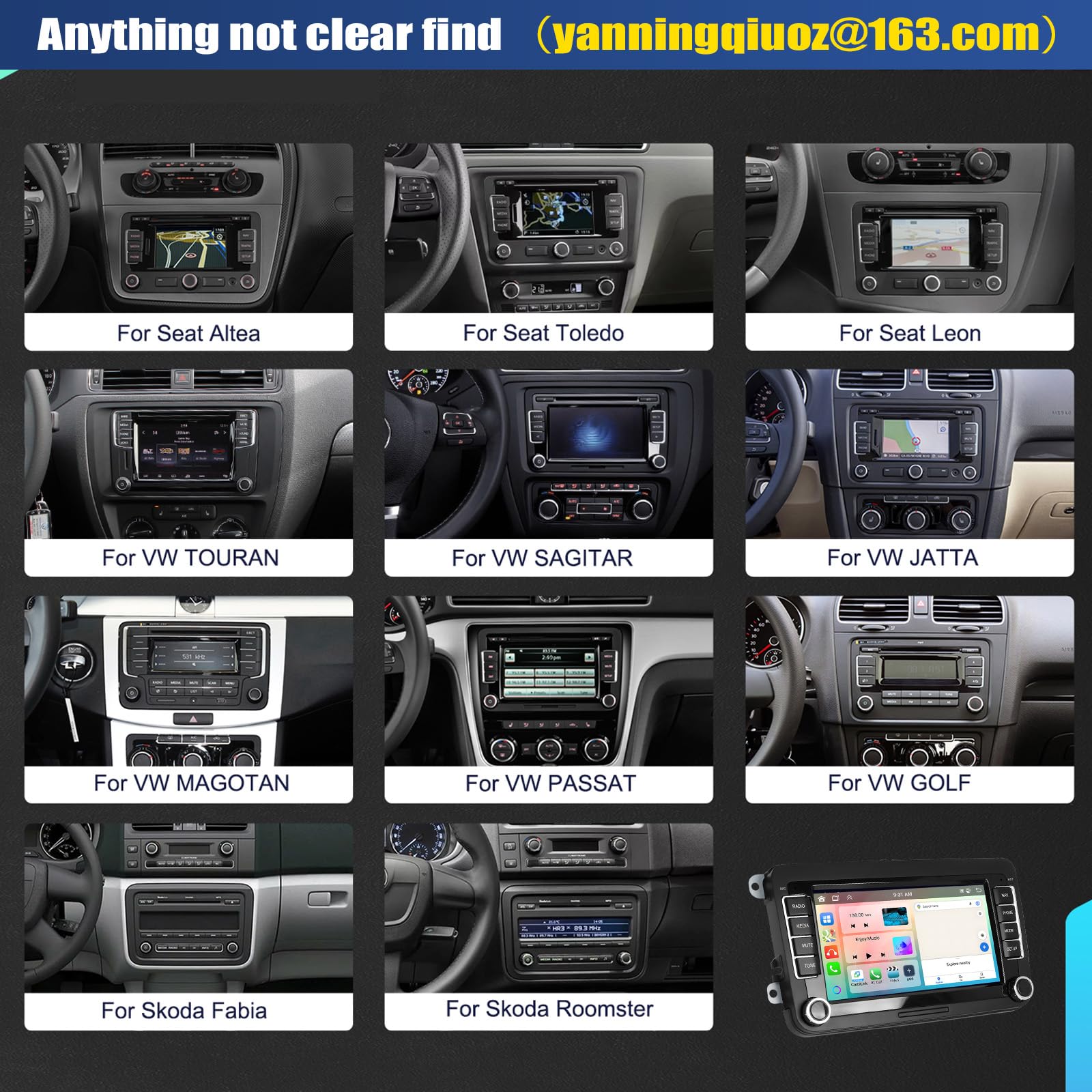 6+128G CAMECHO 7" Autorradio para Golf 5 6 VW Polo Touran Tiguan Passat B6 B7 Seat Skoda, Android 13 Wireless Carplay Android Auto Bluetooth Radio con WiFi GPS FM/RDS +Canbus HD IPS Touchscreen