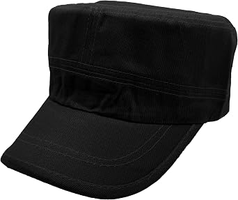 Cadet Cap Military-Style Combat Hat, Breathable Cotton Flat Top Cap with Adjustable Strap, Multiple Colors