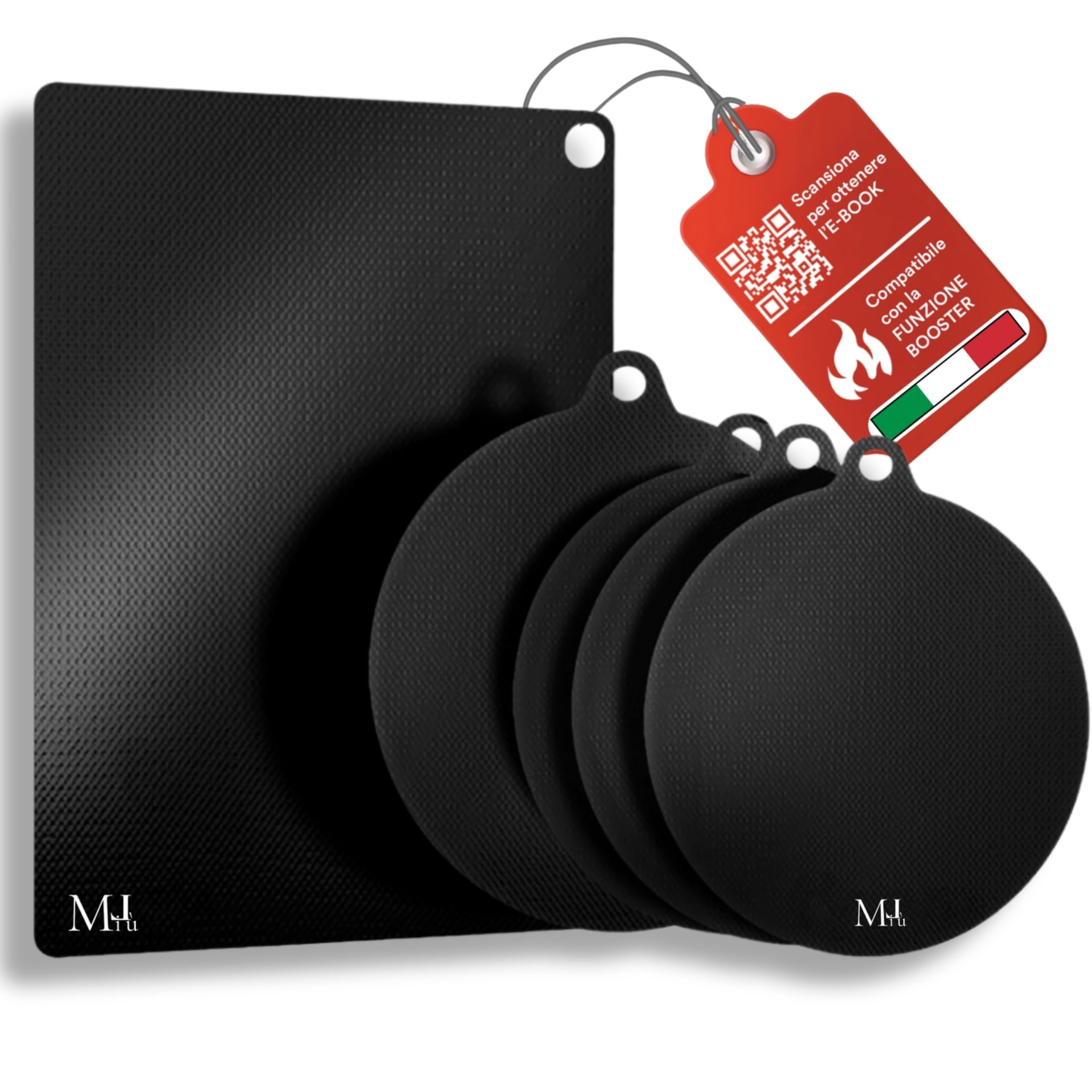 MiLù Protezione Piano Induzione Resistente Alte Temperature + E-book in Regalo | Tappetini Piano Induzione Antiscivolo | Set 5 pezzi Sottopentola Lavabili Copri piano induzione
