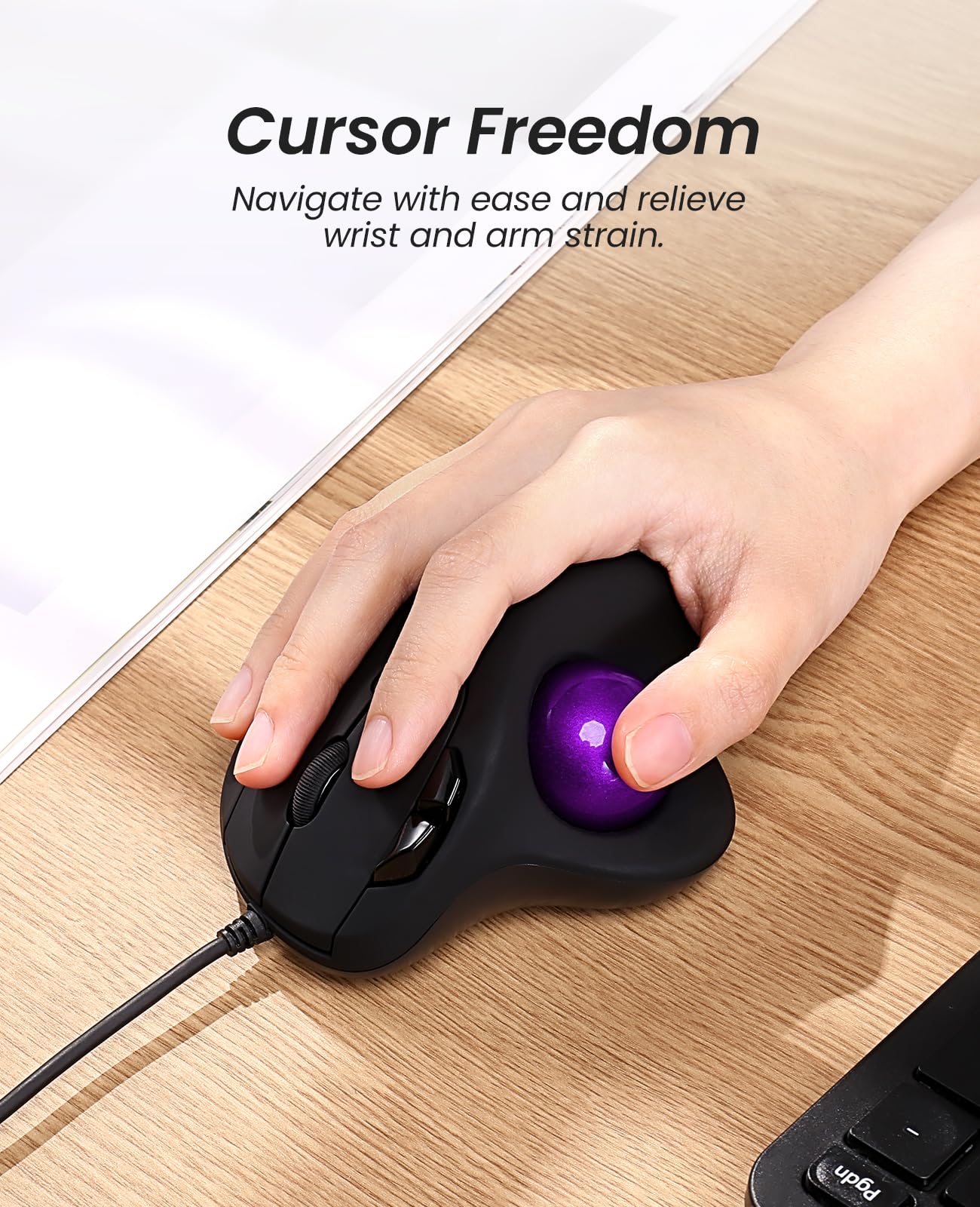 Nulea M509 Trackball Mouse con Cable, diseño ergonómico, fácil Control del Pulgar, Seguimiento preciso y Suave, Interfaz 2 en 1 (Tipo A y Tipo C), Compatible con PC, portátil, Mac, Windows.