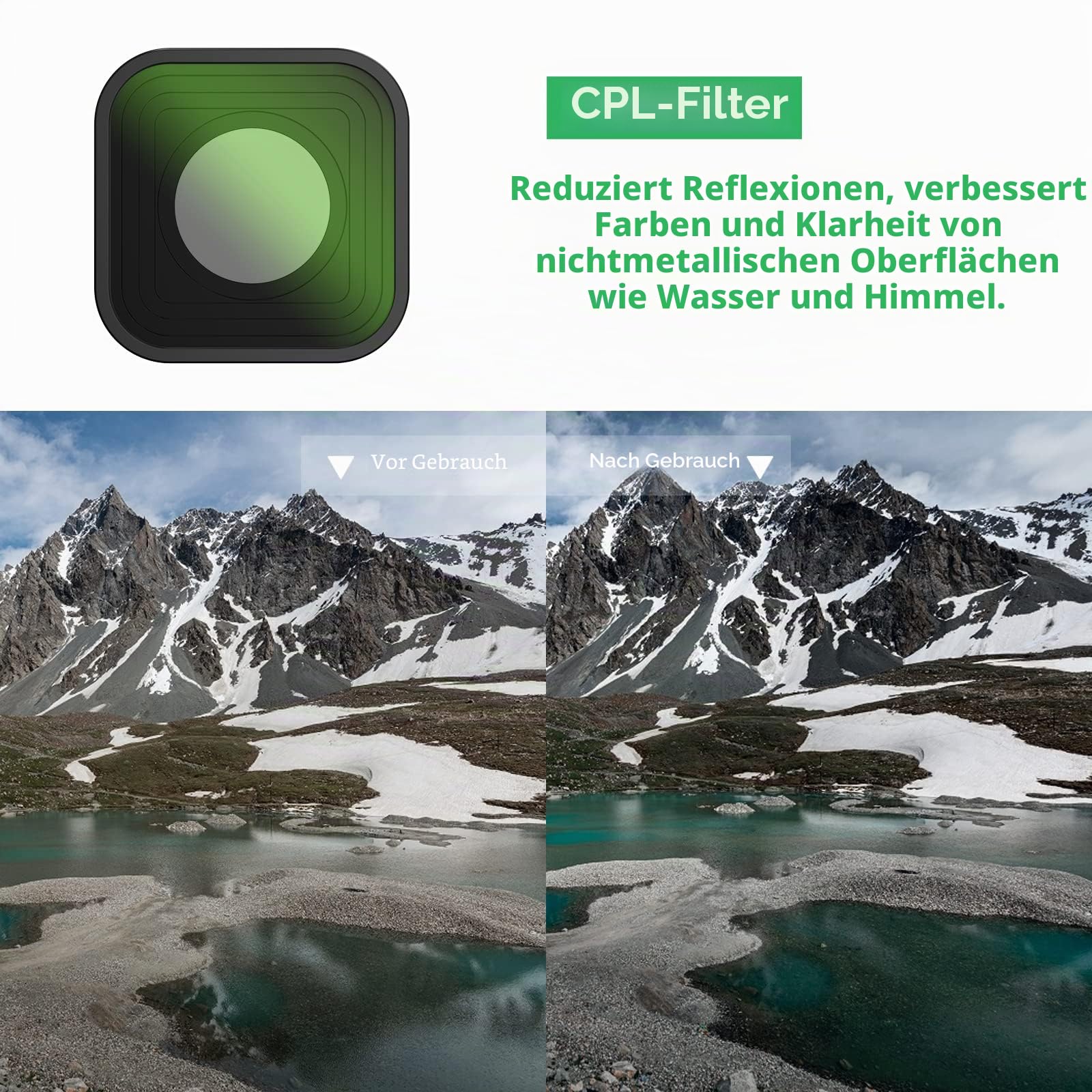 ND Filter Set Kompatibel mit GoPro Hero 13/12/11/10/9 Zubehör, 6er-Pack-ND1000/ND64/ND32/ND16/ND8/CPL - GoPro-Objektiv-Set, Neutraldichte-Polarisationsfilter-Set, Gopro wasserdichte Reisetasche