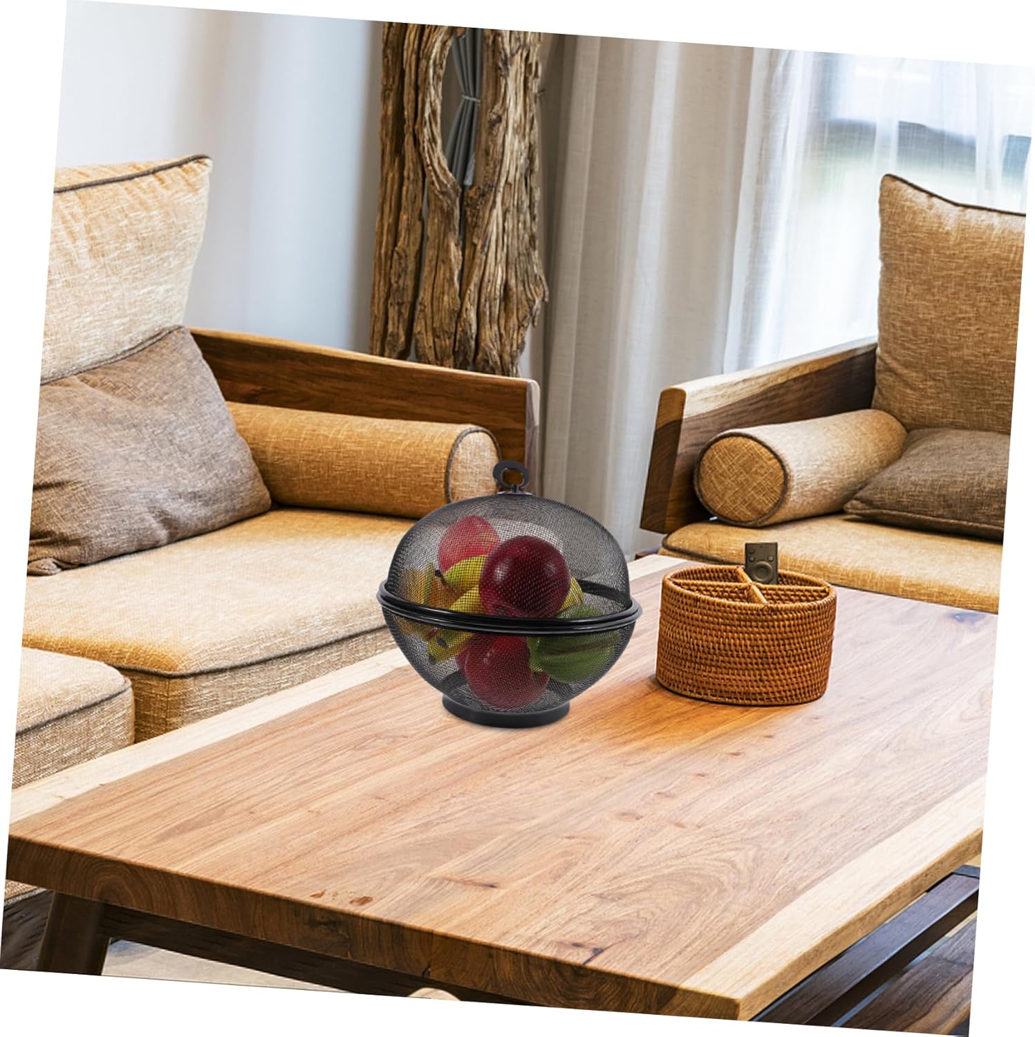 Cabilock Fruit Plate Basket Mesh Food Covers Fruit Bowl Food Covers for outside Mesh Containers s Grade Drain Bowl Storage Countertop Apple Bowl Black Iron