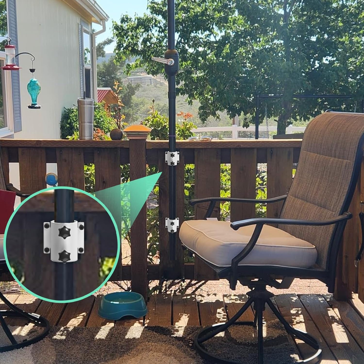 Deck Umbrella Mount Stainless Steel Patio Umbrella Holder, Umbrella Clamp Mount for Deck Railing Heavy Duty Outdoor Umbrella Clamp White (4 Pcs)