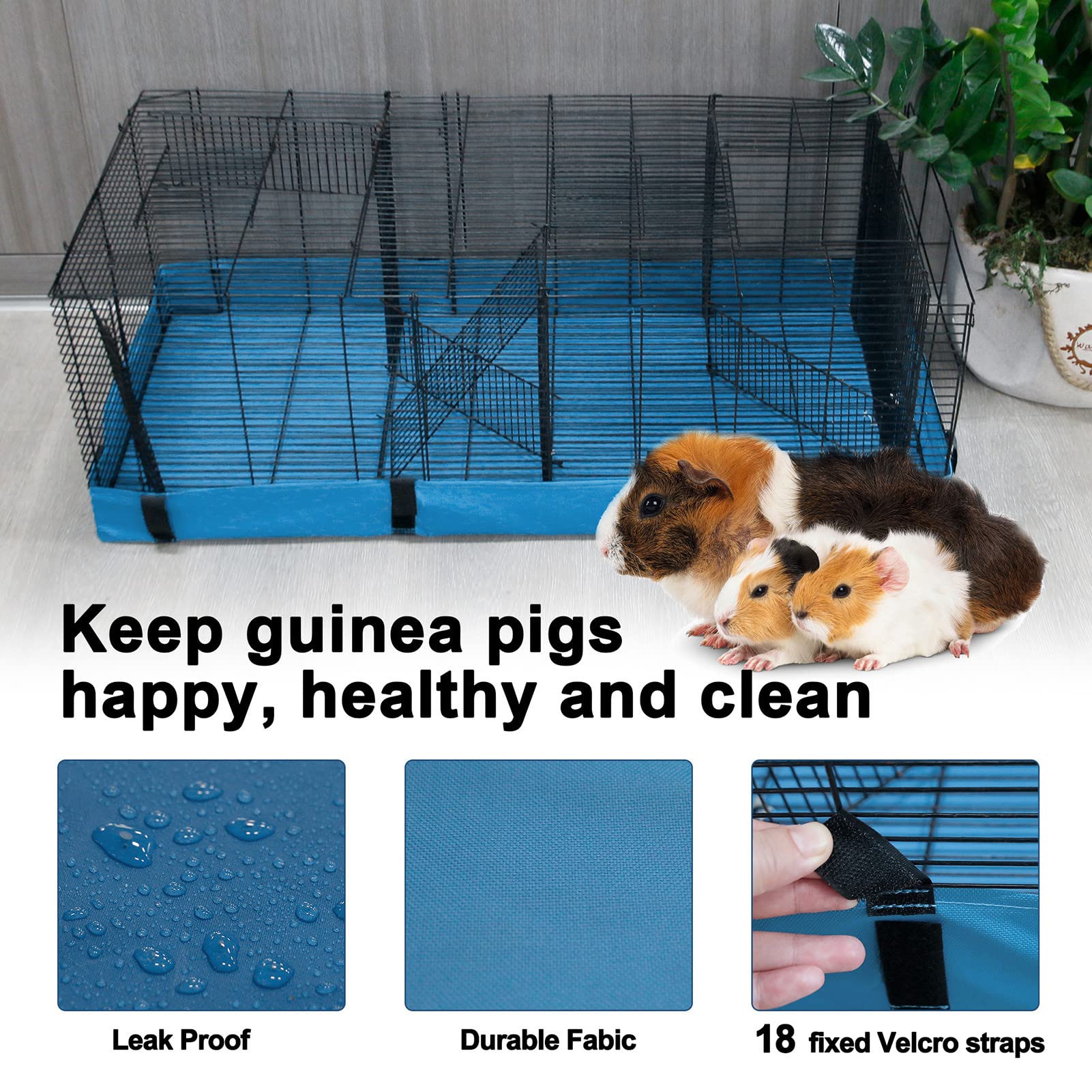 Meerschweinchen-Käfigeinlagen, Waschbar – 119,9 X 61 Cm, Super Saugfähig & Wasserdicht, 2er-Set