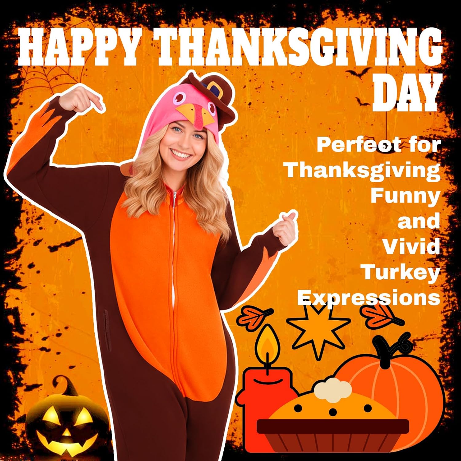 Adult Turkey Costume Onesie Funny Thanksgiving Animal Cosplay Pajamas for Men Women Holiday Halloween Turkey Outfit - Image 5