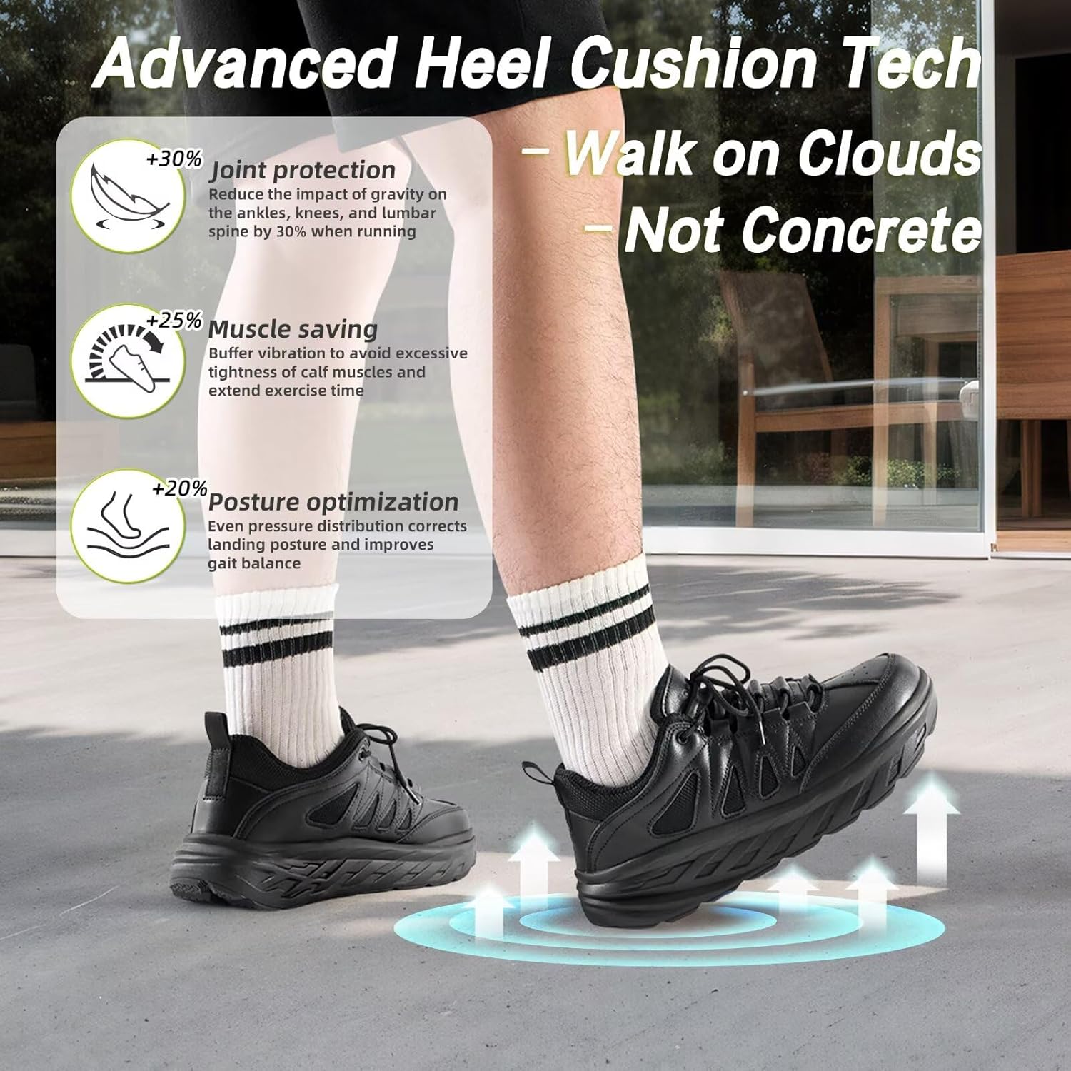 Men's Orthopedic Wide Leather Dress Shoes: Diabetic Arch Support Plantar Fasciitis Comfortable Casual Walking Shoes, Orthotic Flat Feet Work Tennis Sneakers for Swollen Feet and Heel Pain Relief - Image 7