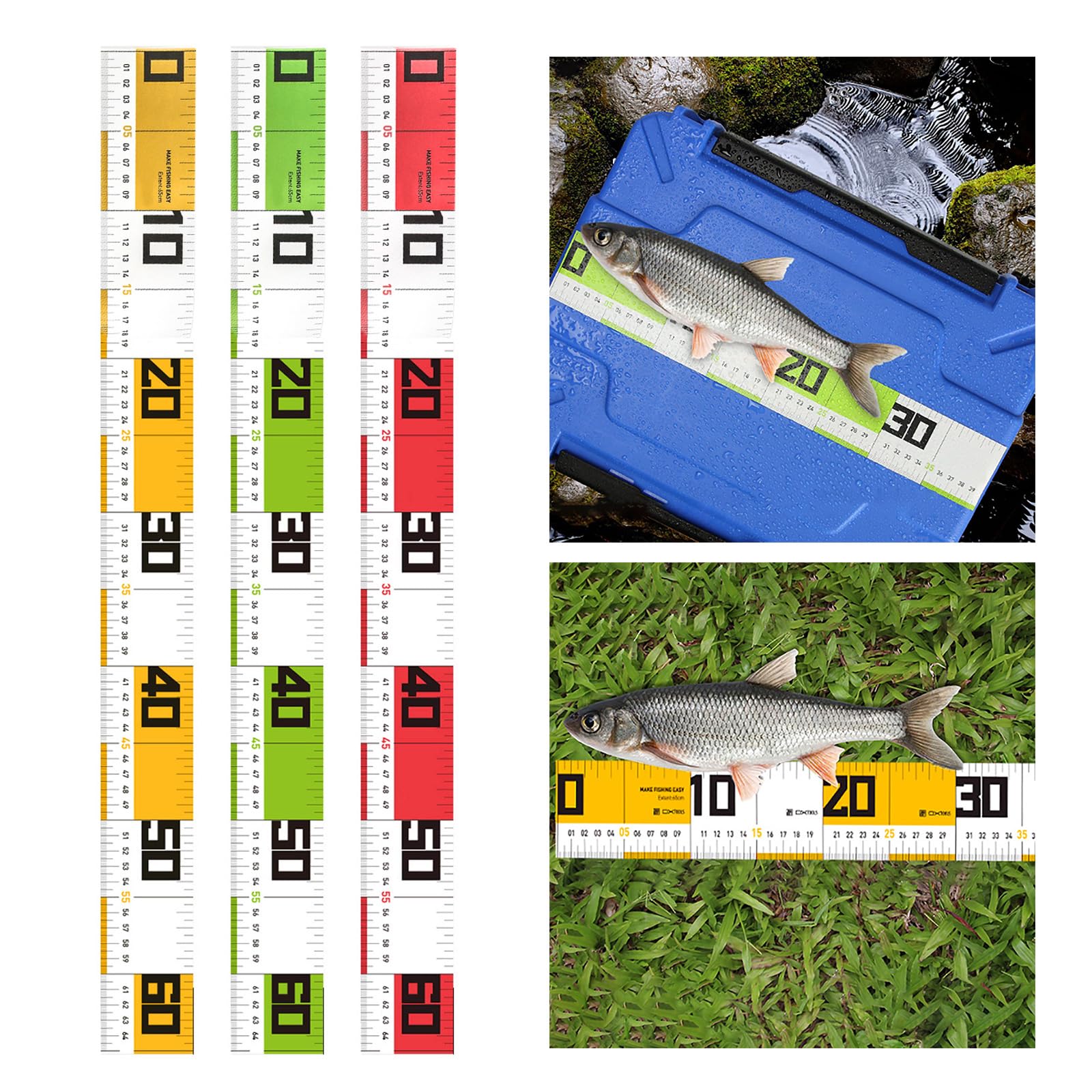 Cinta métrica de peces de 25 pulgadas, cinta métrica de pesca, plegable, 65 cm, resistente al agua, regla de medición de peces