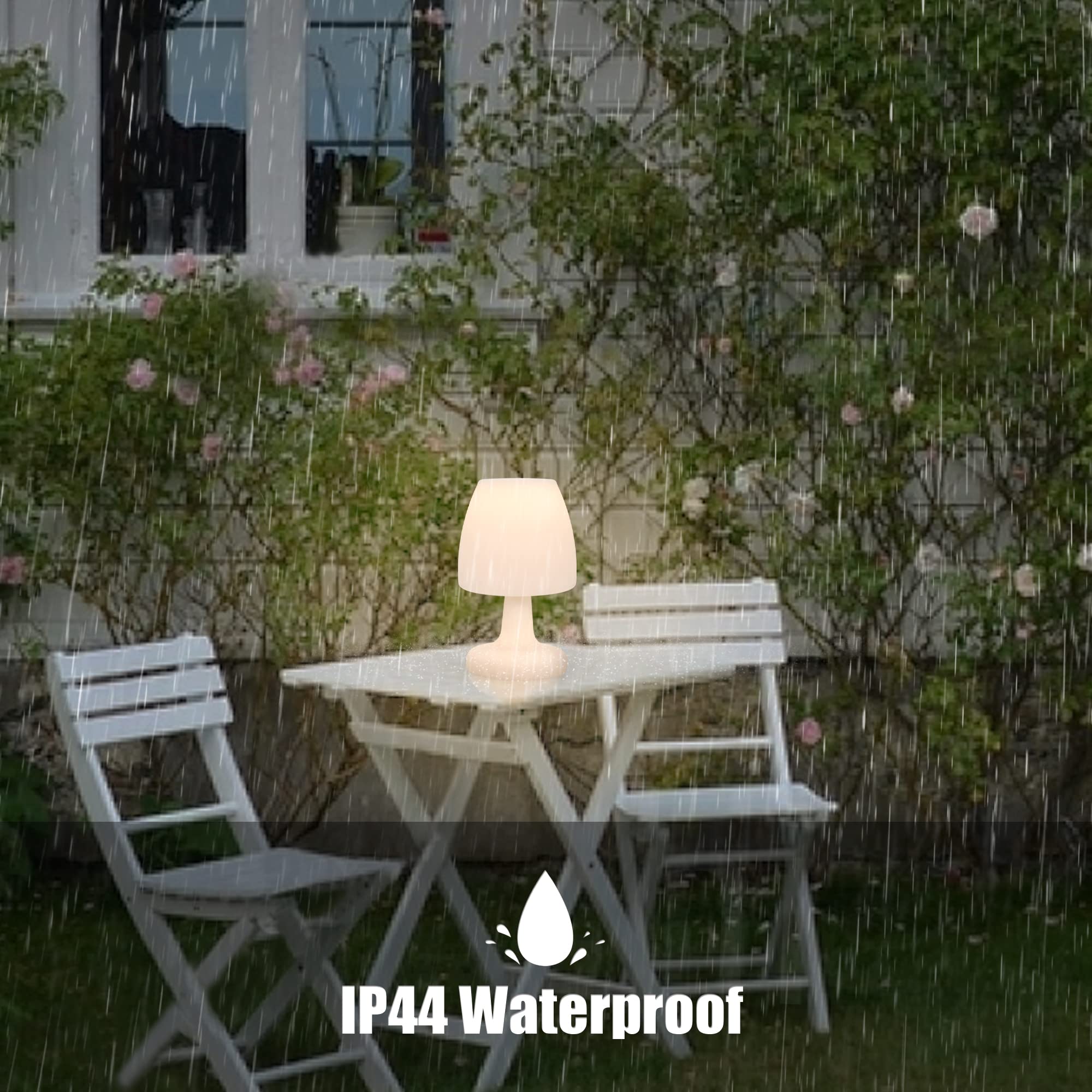 MALUX Lampada senza fili 8 colori Controllo Touch bianco latte, lampada ricaricabile esterni IP54 & interno, decorazione idealee per casa, Hotel Tavolo da pranzo e giardino
