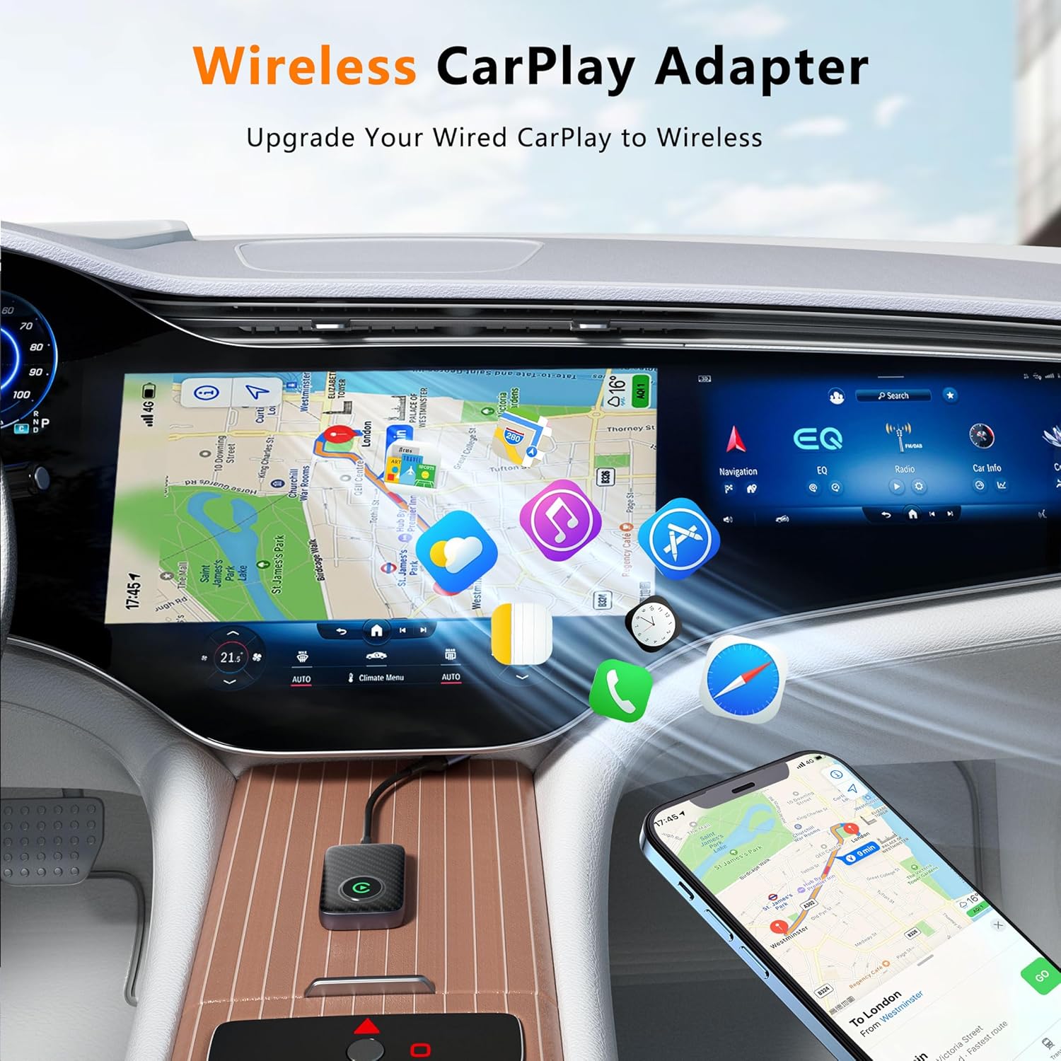 Wireless CarPlay Adapter 2024 Upgraded, Converts Factory Wired CarPlay to Wireless, Plug and Play Car Play Wireless Adapter, Compatible with iPhone Multi-User Seamless Connection - Image 2
