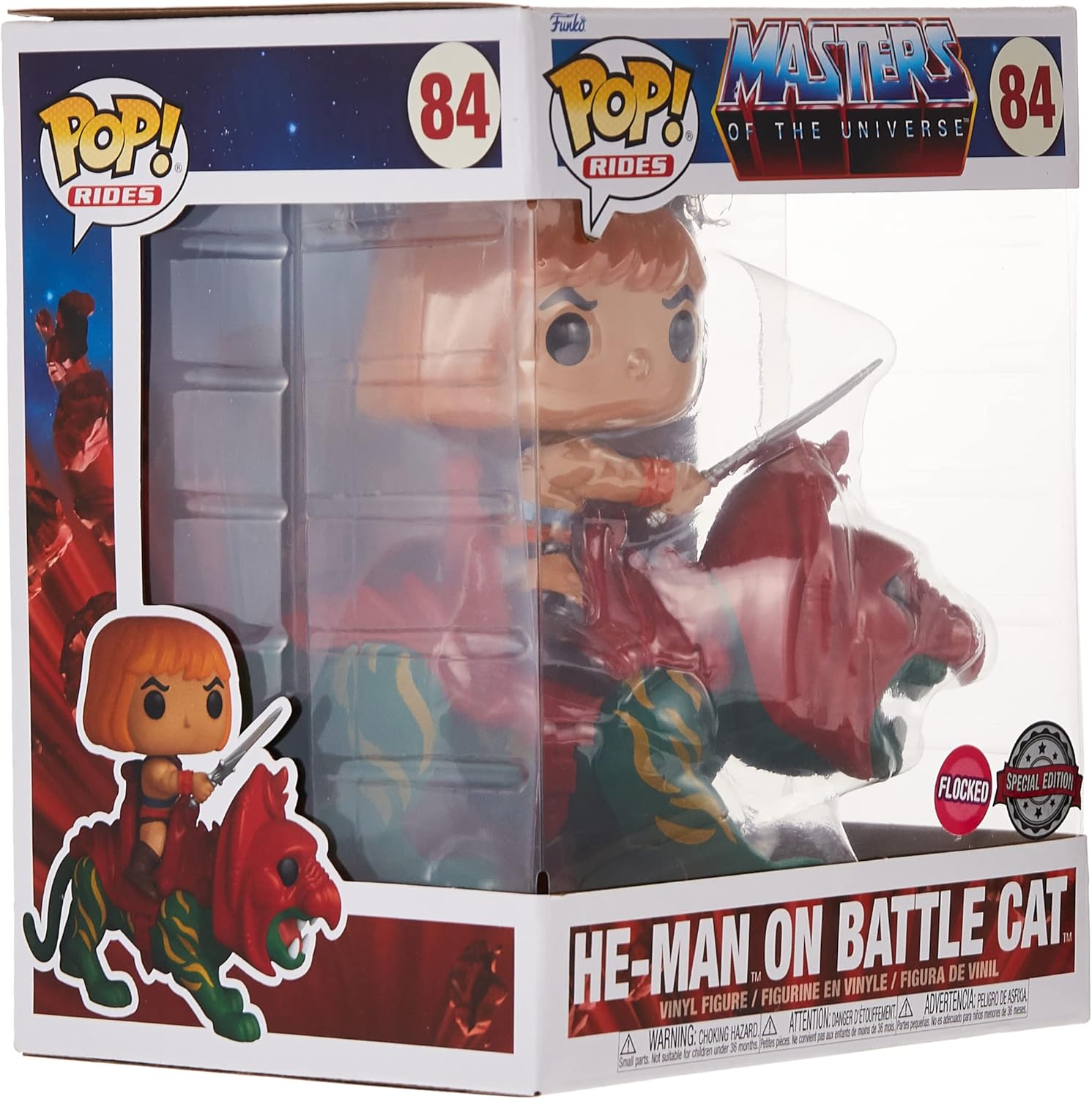 Rides HE-Man ON Battle CAT 84 Flocked 