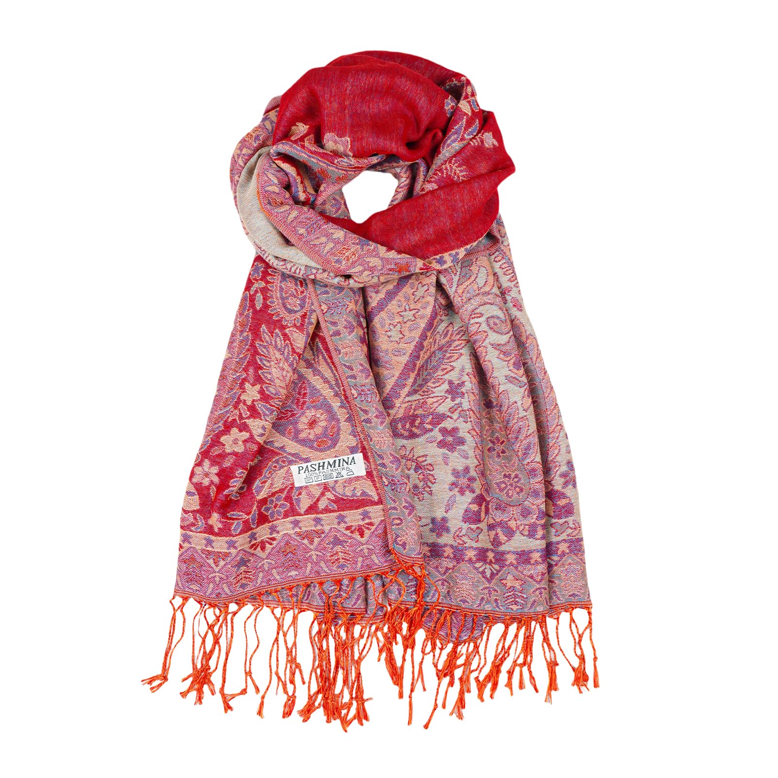 CRFASIBE Pashmina Stil Schal für Damen, Weicher Paisleymuster Halstuch | 200x70cm Jacquard Schal mit Fransen, Elegant Große Wrap, Vielseitiger Allwetter Tücher für Hochzeit Abendkleid