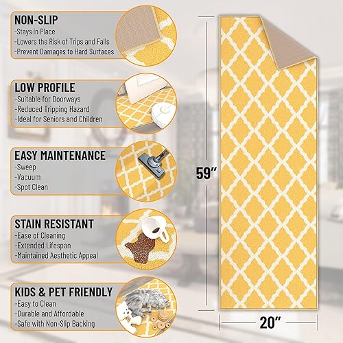 Miniatura 2 de Ottomanson Glamour Collection - Alfombra para cocina, baño y pasillo, antideslizante, diseño de enrejado marroquí contemporáneo