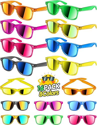 Gafas de sol para niños, regalos de fiesta, gafas de sol para niños y niñas de 3 a 8 años con protección UV 400, lentes de sol de neón para fiesta