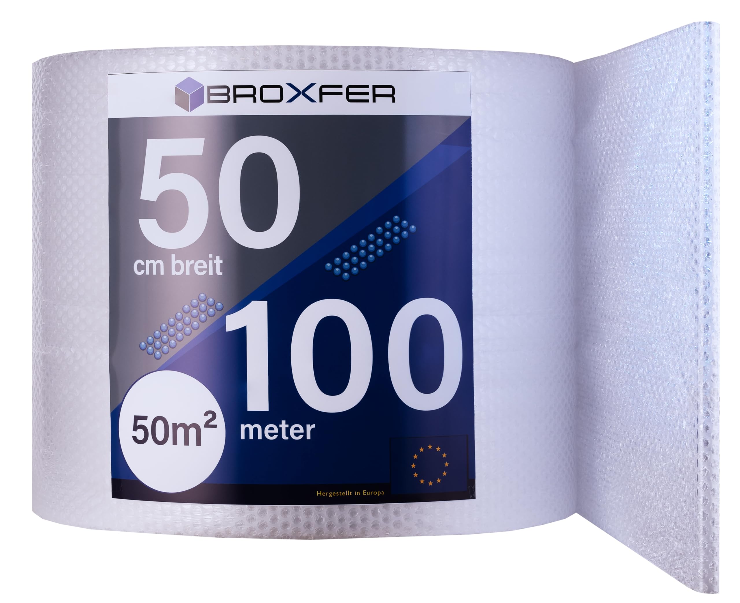 Luftpolsterfolie Rolle 50cm x 100m Polsterfolie für Umzug/Versand 2-schichtig Verpackungsfolie Knallfolie LPF