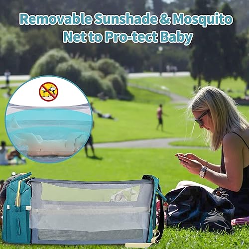 Miniatura 3 de ANWTOTU Mochila para pañales para bebé, Verde, Mochilas de viaje