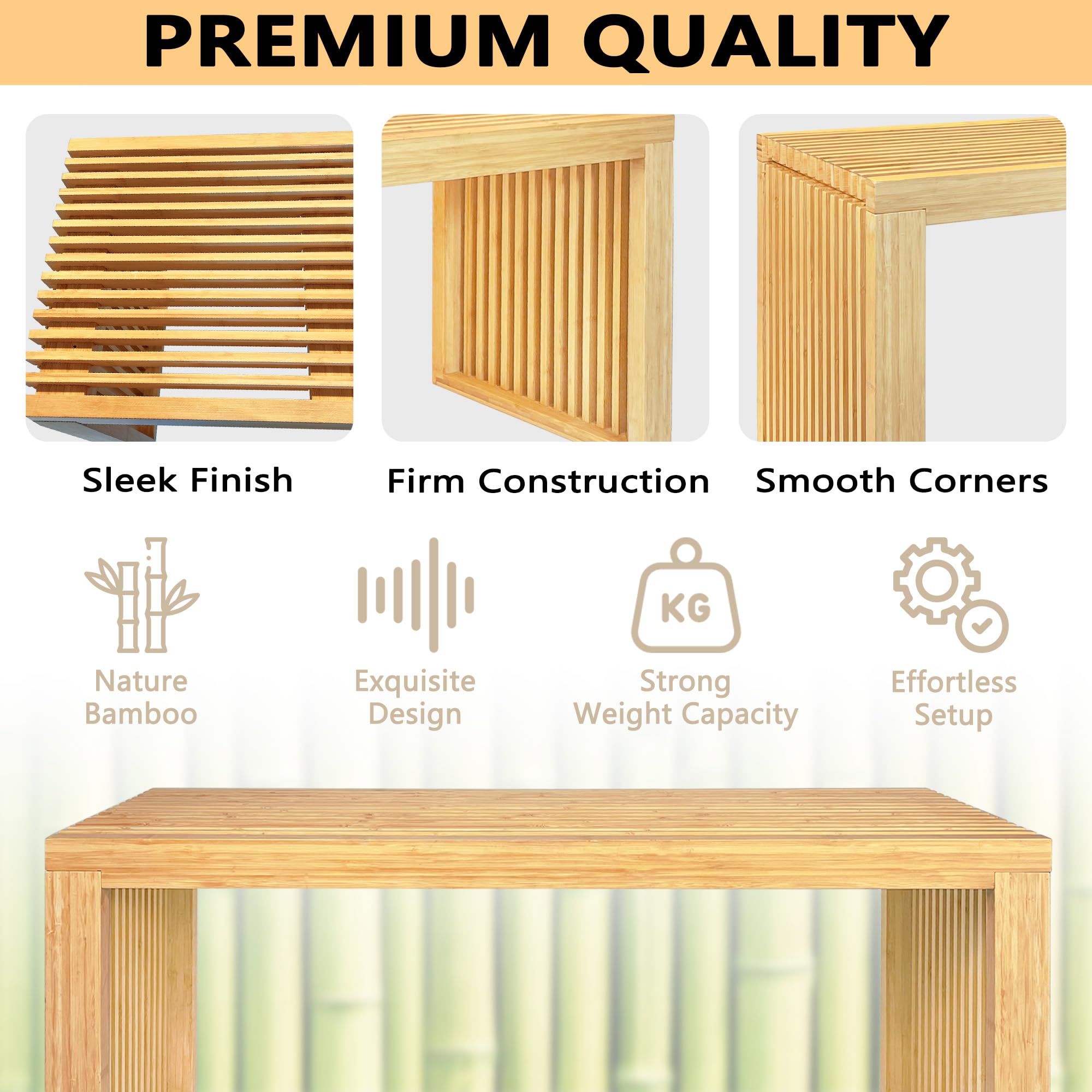 KORETECH Bamboo Dining Bench, Wood Bench, Bench Seat Wooden for Kitchen ...