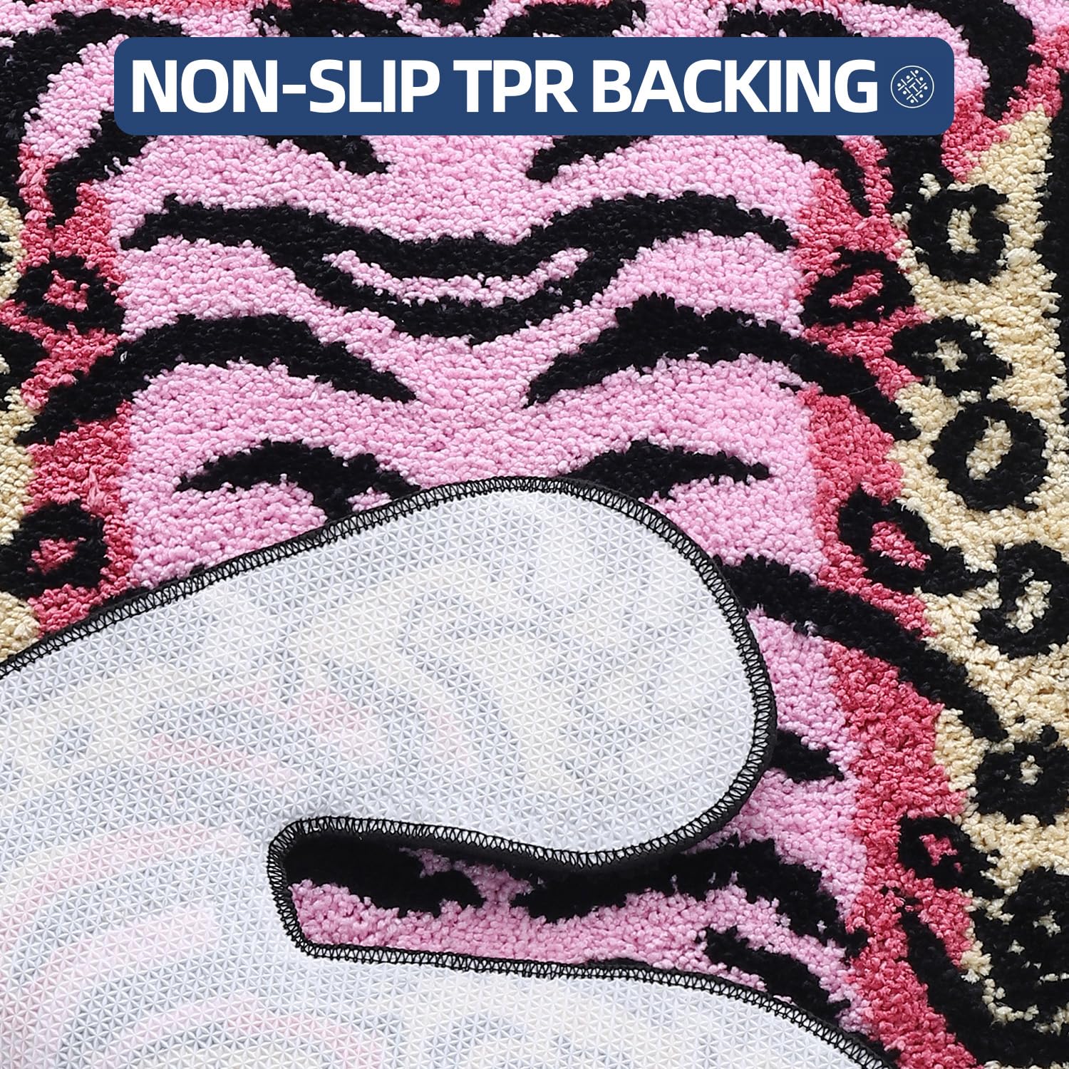 COMBLUE Tappeto da bagno con tigre, 101 x 61 cm, extra morbido e assorbente, in microfibra, motivo stravagante, antiscivolo, per camera da letto e soggiorno, lavabile in lavatrice, rosa