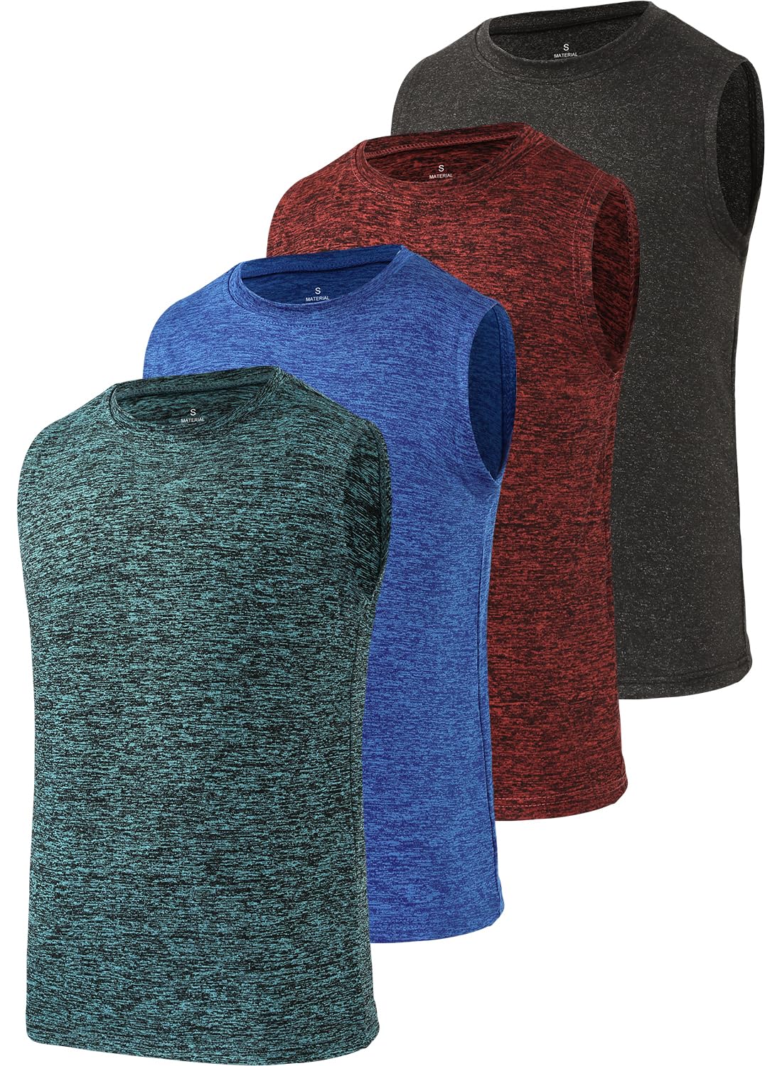 Ullnoy 4 Pack Boy Tank Top Undershirts Sleeveless Active Athletic T-Shirts for Kids Boys Workout Tank Tops Dry-Fit