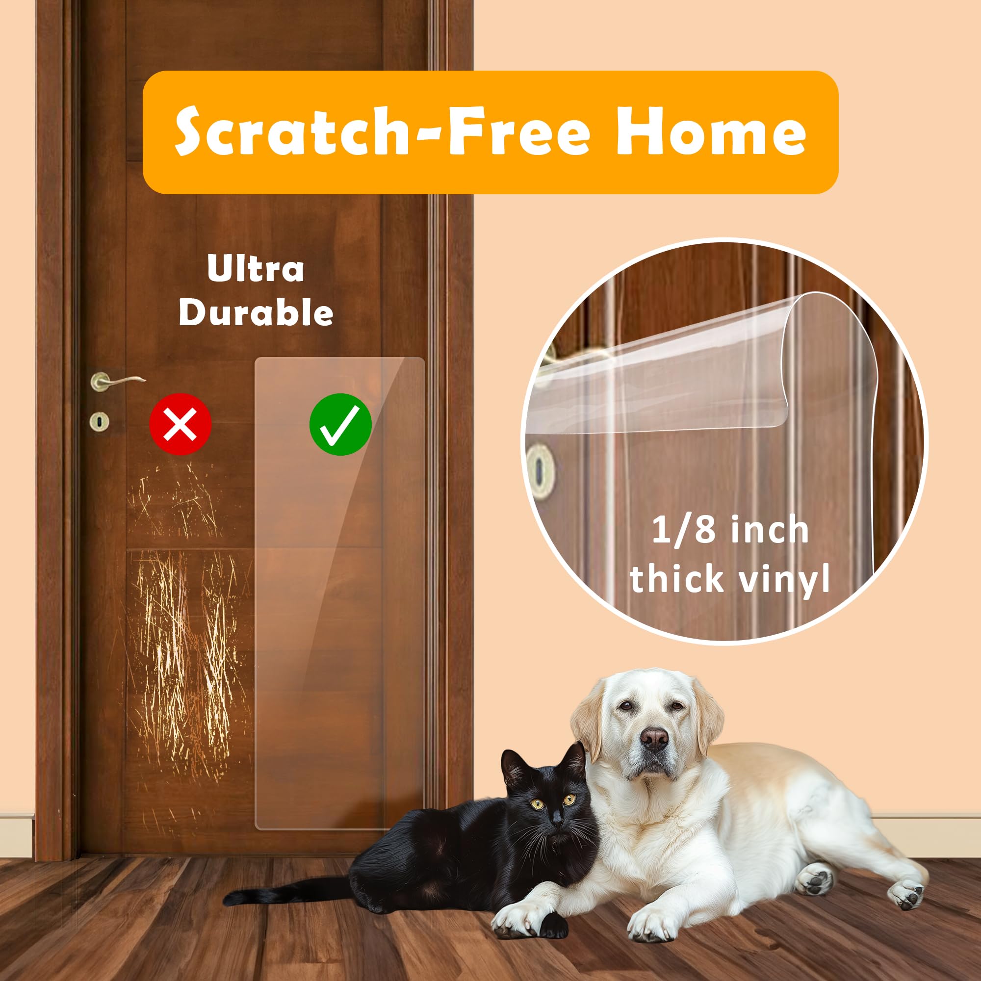 Protector de puerta resistente contra arañazos de perros, protector de muebles antiarañazos para gatos y perros, protector de puerta de PVC para proteger el tamaño de tu hogar (40 x 16 pulgadas)