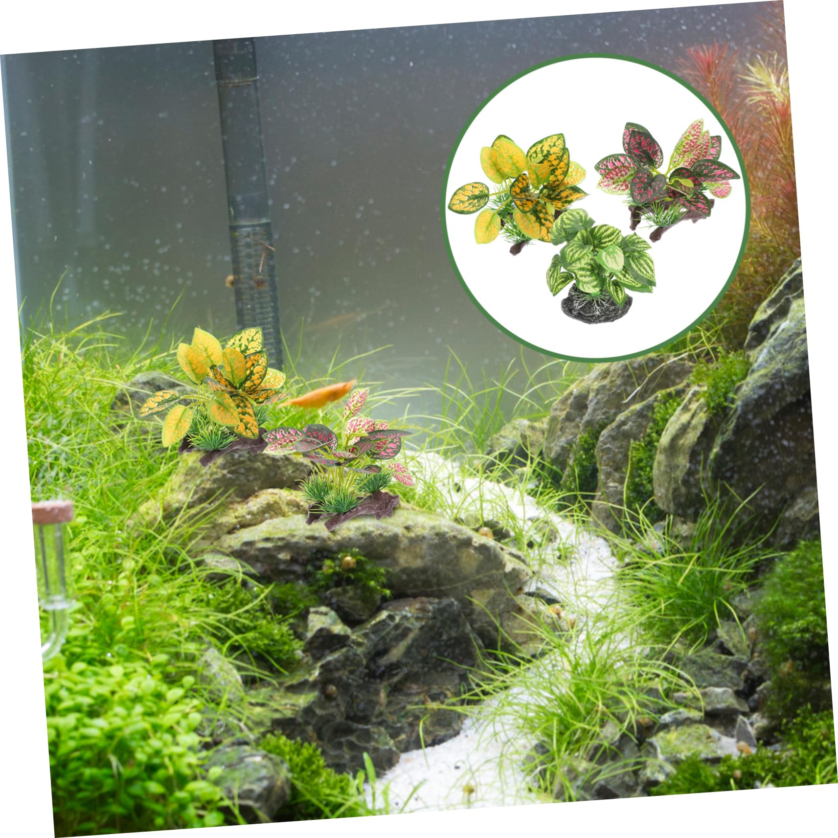 ULTECHNOVO 3 Set Ornamenti Di Piante Acquatiche Simulate Mini Piante Finte Arredamento Dell'acquario Contenitori Decorazioni Di Piante Finte Ornamento Dell'acquario 3 Pezzi * 3