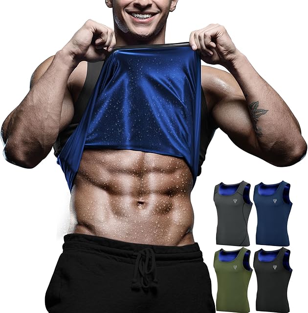 RDX Men's Sauna Vest Heat Trapping Sweat Waist Trainer - REACH OEKO TEX 100 Certified Body Shaper - Trimmer Hot Corset Compression Slimming Zipper Pullover - Gym Workout Fitness Tank Top