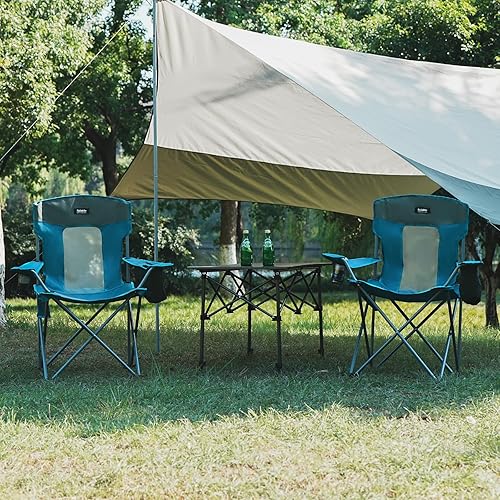 Miniatura 9 de Silla plegable de camping al aire libre, portátil, ligera, sillas plegables para campamento para adultos al aire libre con soporte para tazas, bolsa