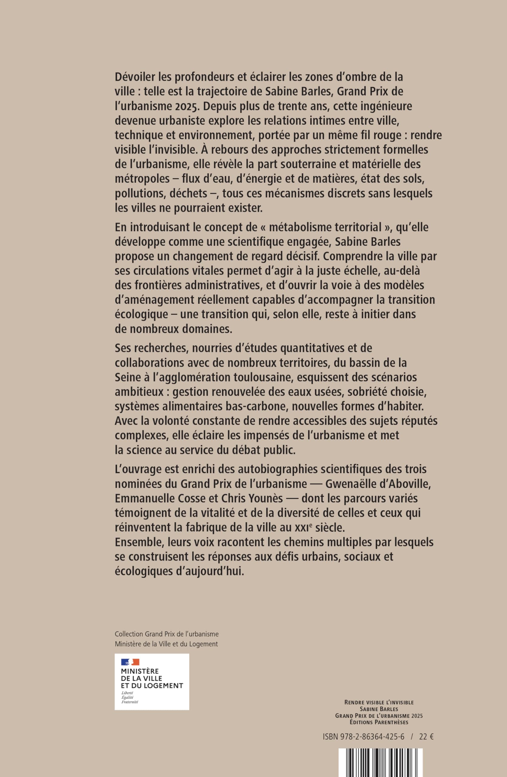 Rendre visible l’invisible: Des entrailles urbaines au métabolisme territorial. Sabine Barles, Grand Prix de l’urbanisme 2025
