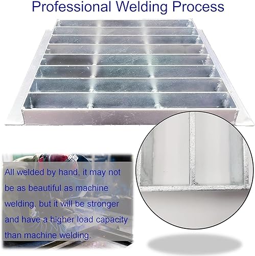 Miniatura 5 de Rejilla de drenaje de acero galvanizado con borde de 12 x 12 pulgadas, Clase B, 28100 libras, cubierta de canal de entrada de alta resistencia con