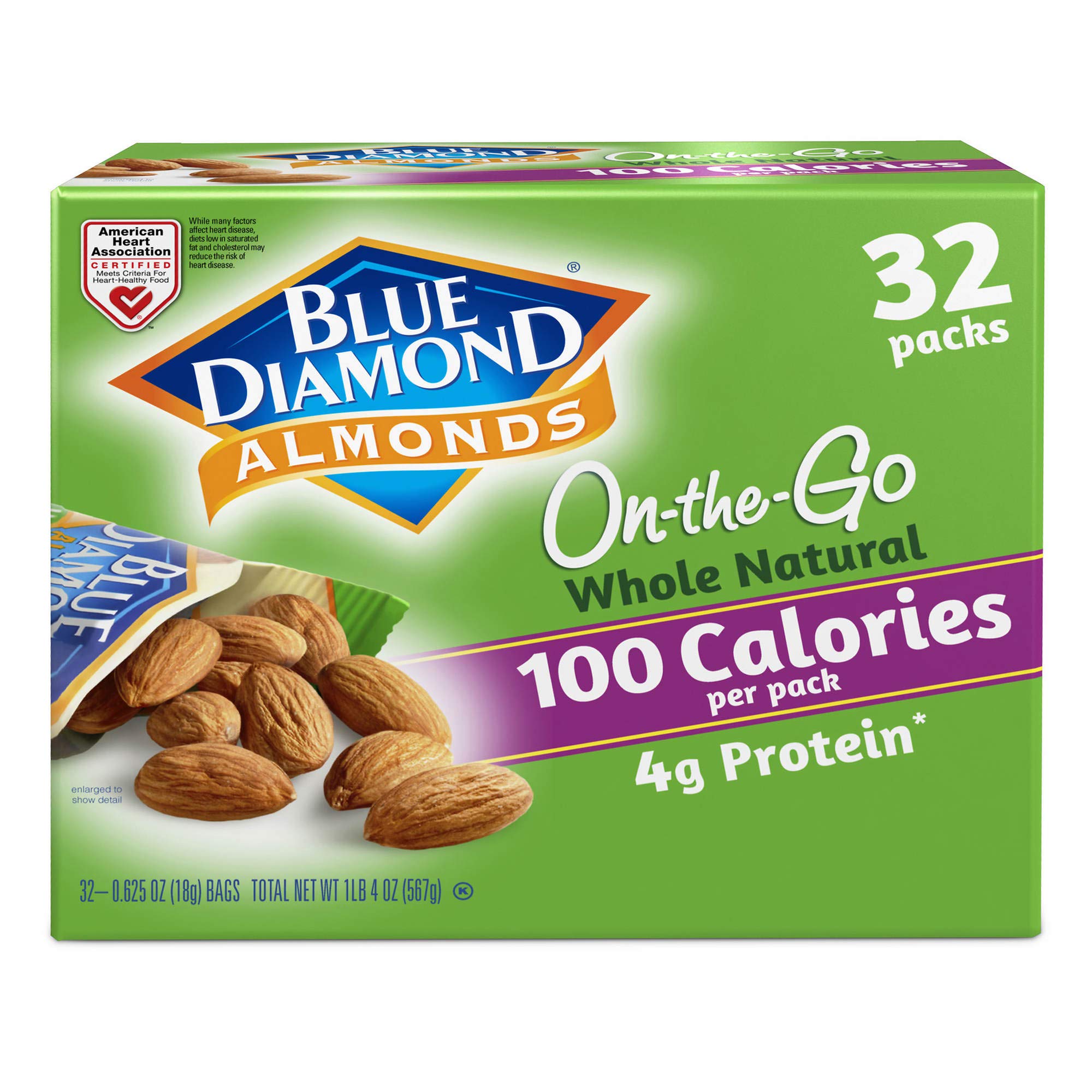 Blue Diamond Whole Natural Almond Snack Packs, 32 ct.
