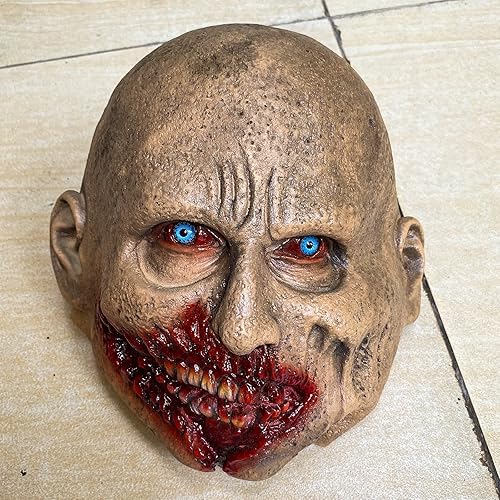 Miniatura 4 de Máscara de zombi aterradora de látex espeluznante para Halloween, disfraz de terror sangriento para adultos, accesorios de decoración de Halloween
