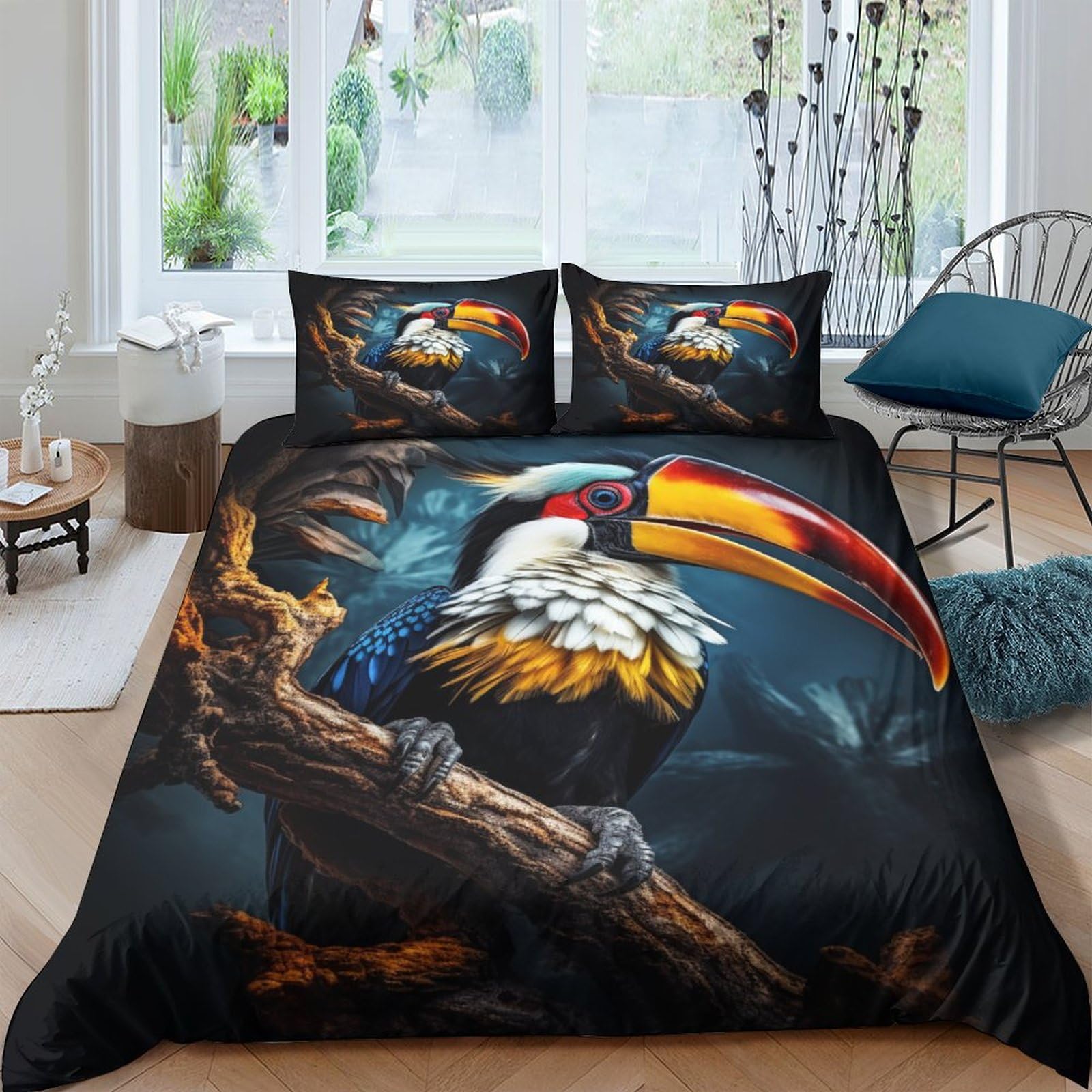 Housse de couette 220x240 cm Hornbill avec 2 taies d'oreiller lit king size