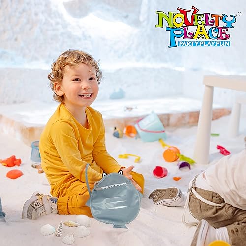 Miniatura 6 de Novelty Place Bolsa de concha marina para niños, bolsa de conchas de malla con correa para niños, bolsa de arena de playa, conchas de mar, verde y