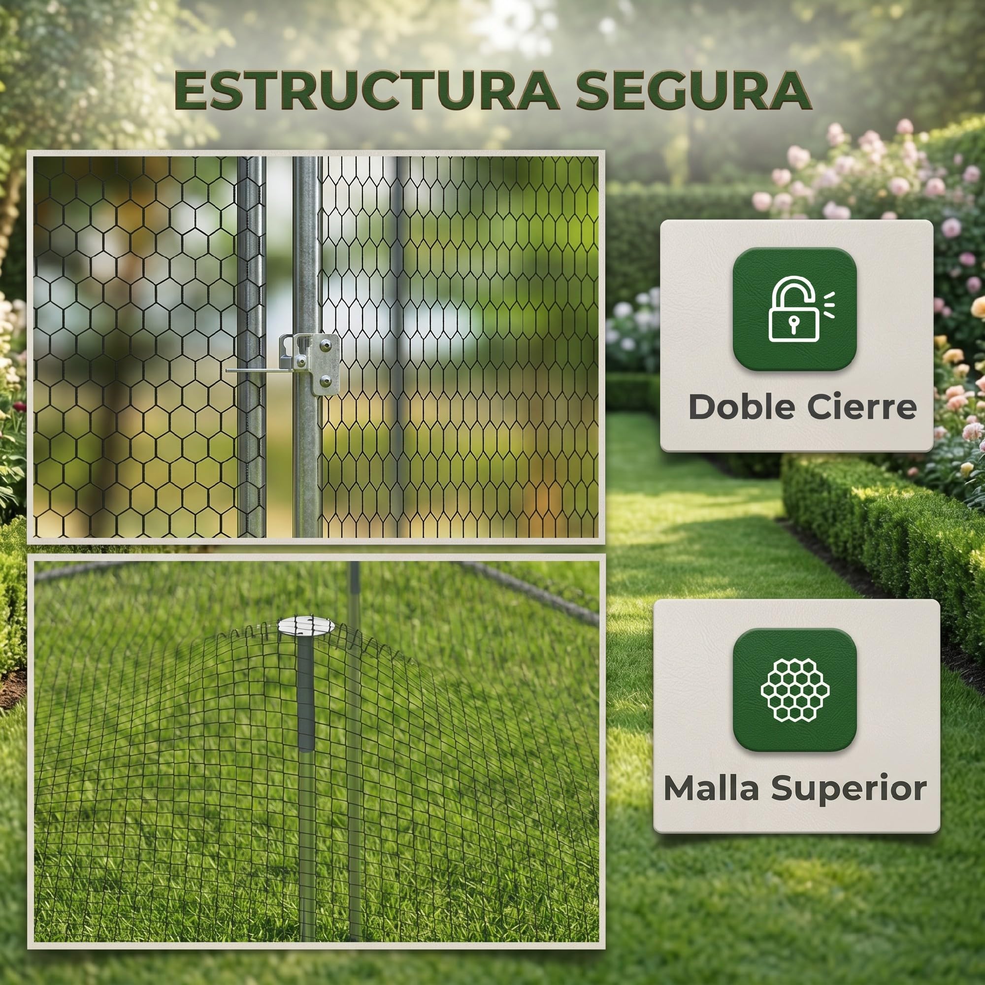 PawHut Gallinero para Exterior Grande 4x3x1,97 m 12 m² para 12-18 Plata | Gallinero de Acero Galvanizado, Walk-In, Puerta con Doble Cierre, Red Superior de PE, Resistente a la Intemperie, Conejera