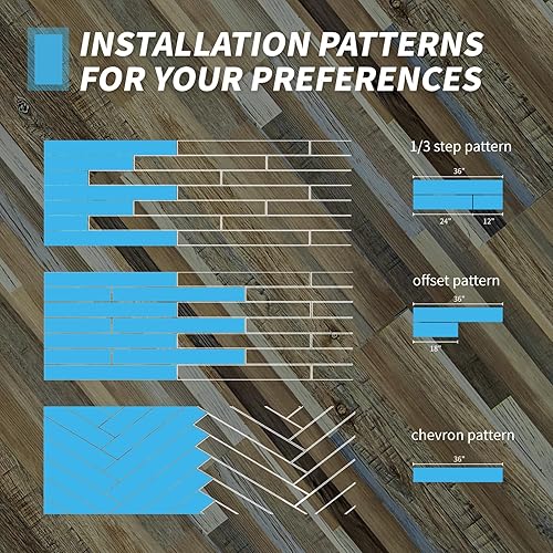 Miniatura 58 de Art3d Paquete de 36 baldosas de vinilo de 54 pies cuadrados para despegar y pegar, aspecto de madera, adhesivo e impermeable para dormitorio, sala