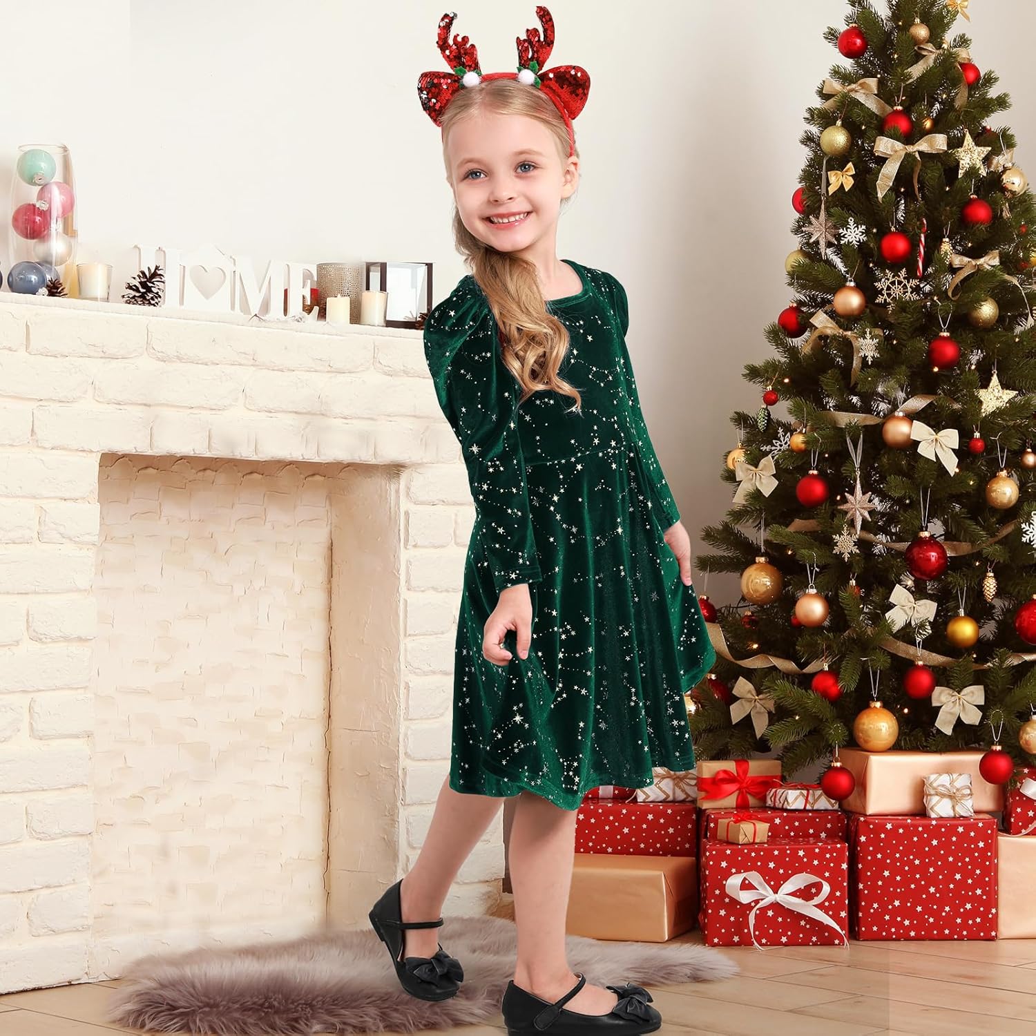 Girls Velvet Dresses Kids Long Sleeve Bow Back Holiday Party Dress Toddler Fall Winter Clothes 3-8 Years - Image 4