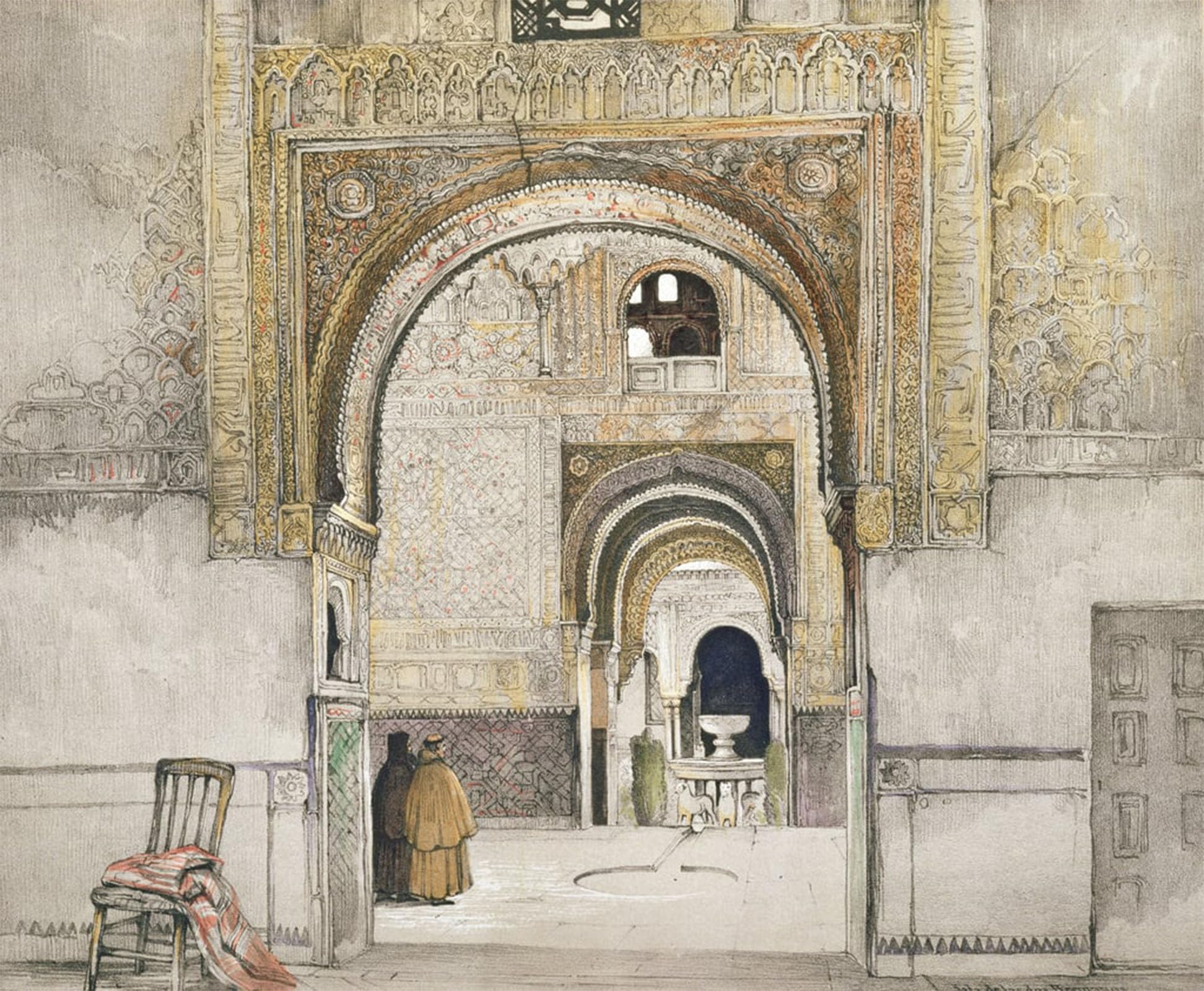 POSTERIIk Famous Print Pop Art Wall Art Graffiti the Hall of the Two Sisters by John Frederick Lewis Art Prints for Home Decor 60x90cm
