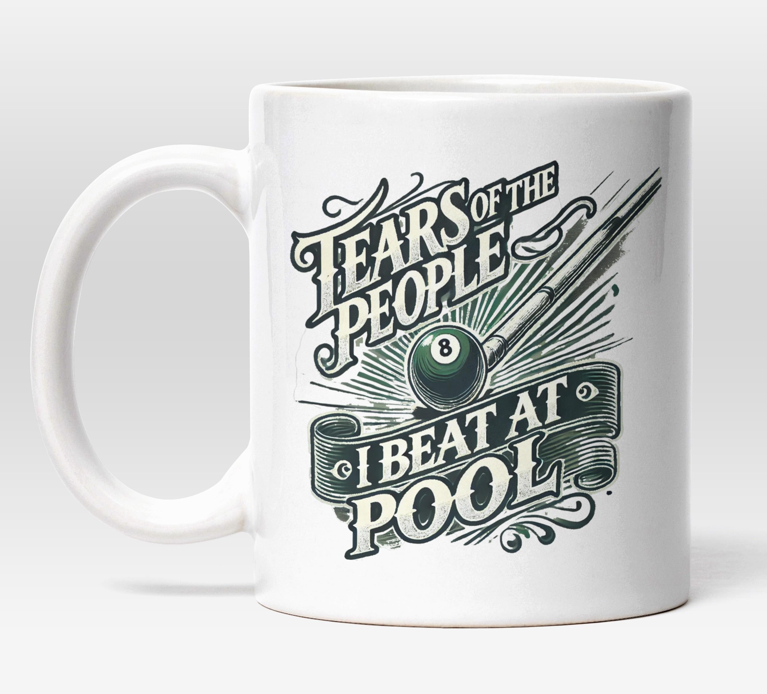 Tears of The People I Beat at Pool Mug - Funny Snooker/Pool Player Gift - Billiards Tea Coffee Cup - Perfect for Pool Hall Champions (330ml, White Ceramic)