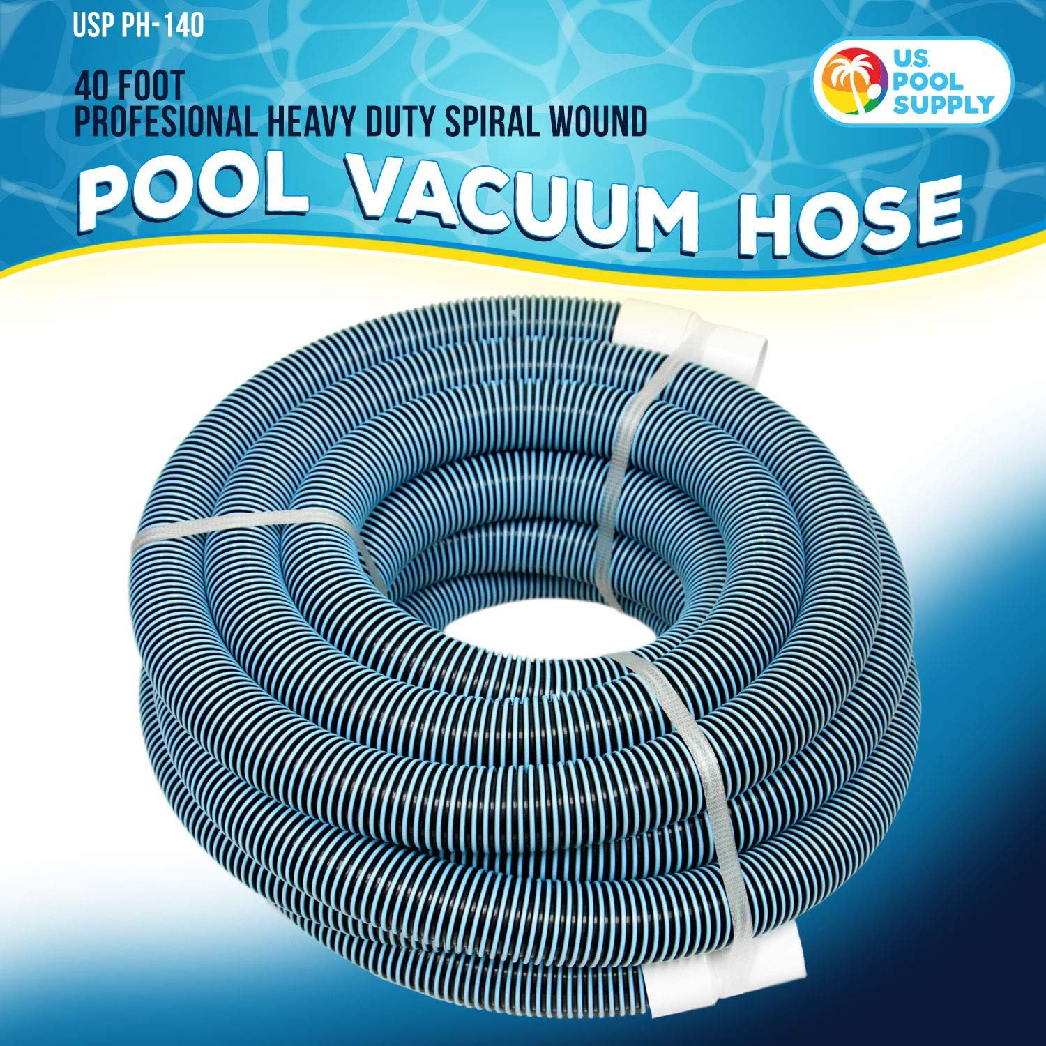 U.S. Pool Supply 1-1/2" x 40 Foot Professional Heavy Duty Spiral Wound Swimming Pool Vacuum Hose with Swivel Cuff : Patio, Lawn & Garden