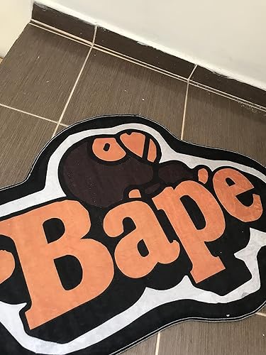 Miniatura 3 de Alfombra de decoración naranja, Escritura BAPE, 35 pulgadas de ancho x 23 pulgadas de largo (23.6 x 35.4 in) 2 x 3 pies, alfombra moderna de