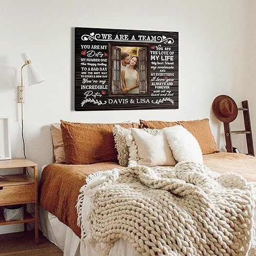 Miniatura 34 de Hetano Lienzo personalizado para pared, diseño único para el día de San Valentín, aniversario, boda, regalo de cumpleaños para parejas, marido