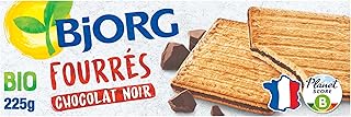 BJORG - Biscuits Fourrés Au Chocolat Noir Bio - Aux Céréales Complètes Et Sucres Non-Raffinés - Sans Huile De Palme - 225 g