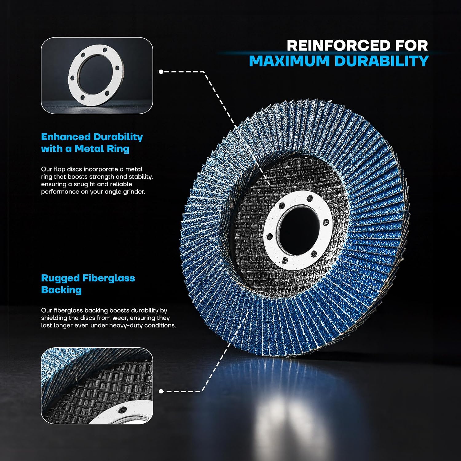 Flap Discs 4 1/2 x 7/8-Inch, 40 and 60 Grit Flap Sanding Discs 10 pcs, Zirconia Grinding Wheel for Stainless Steel (Blue, 4 1/2 x 7/8, 40)