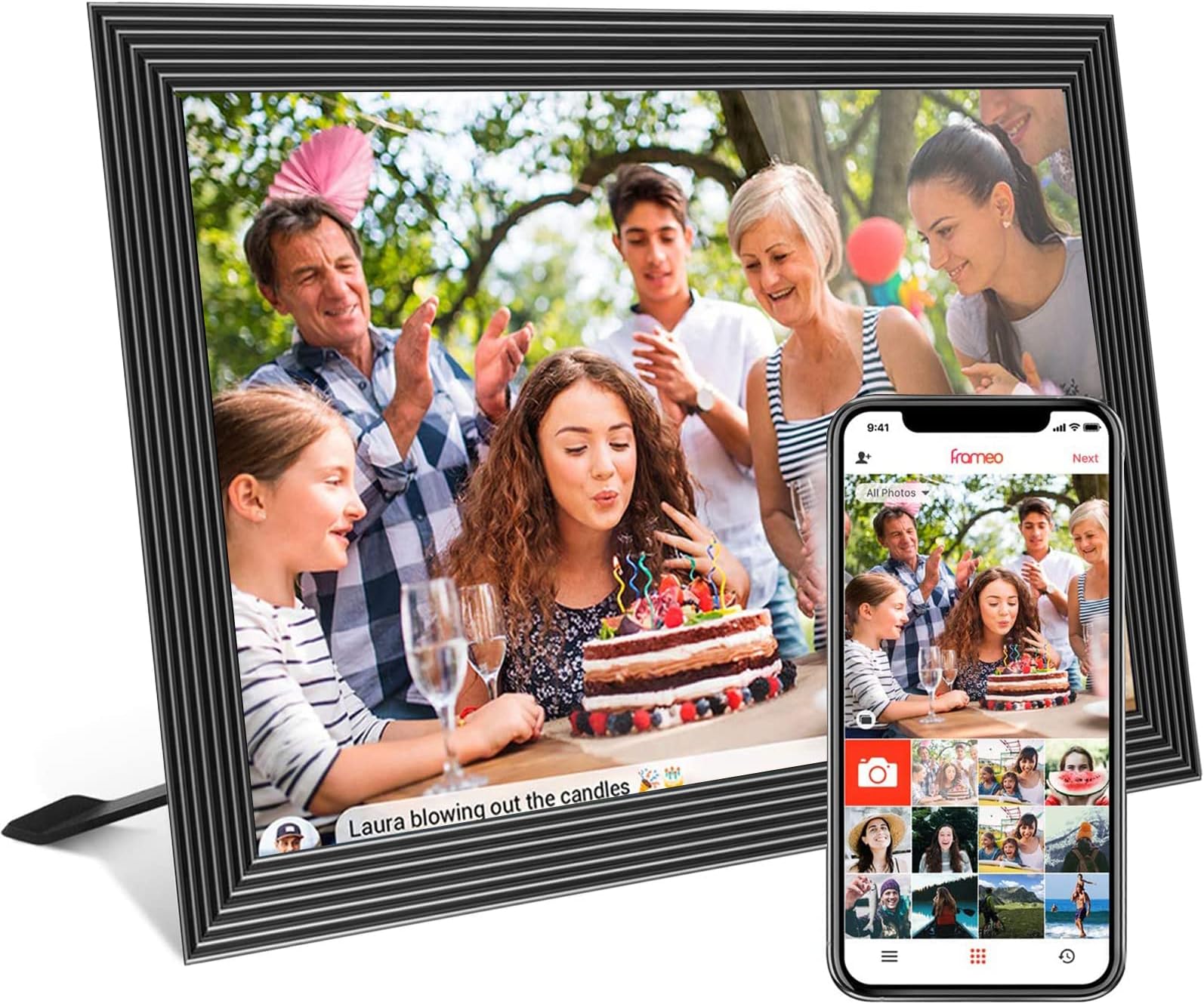 TDOO 10.1Inch WiFi Digital Picture Frame, WiFi Digital Photo Frame 1280x800 IPS LCD Touch Screen with 32GB Storage, Auto Rotate Share Moments Instantly via Frameo App,Gift for Friends and Family