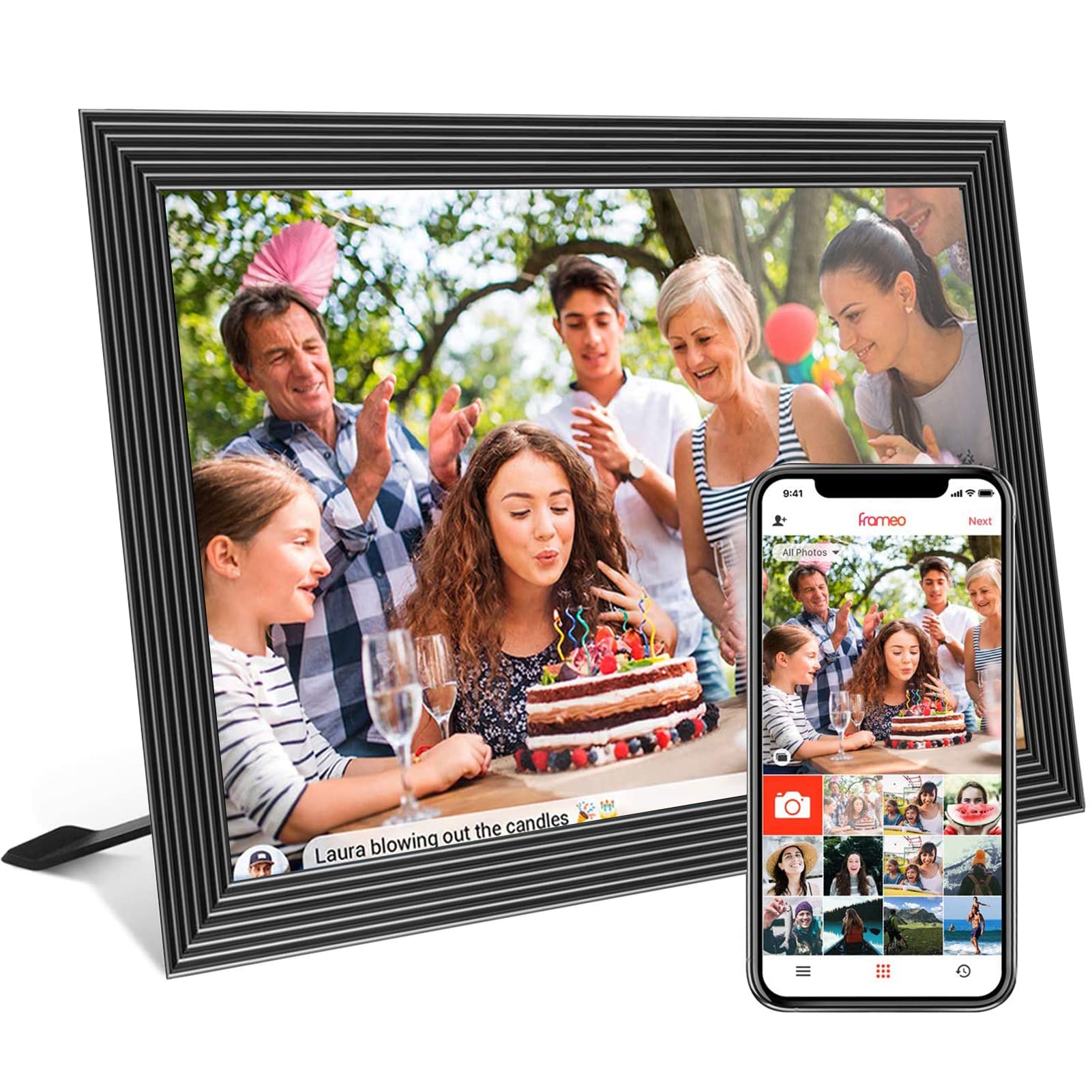 TDOO 10.1Inch WiFi Digital Picture Frame, WiFi Digital Photo Frame 1280x800 IPS LCD Touch Screen with 32GB Storage, Auto Rotate Share Moments Instantly via Frameo App,Gift for Friends and Family