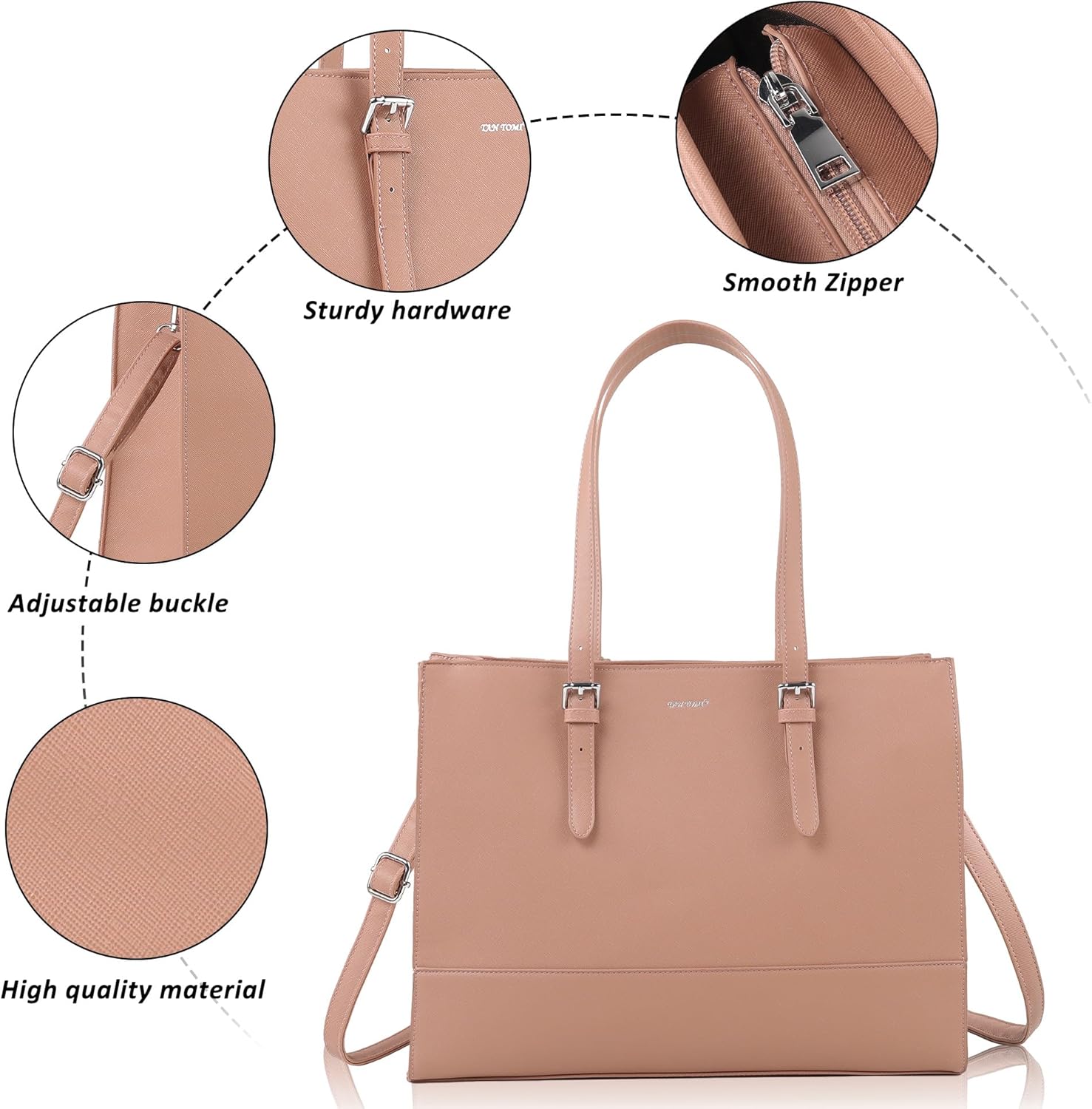 TANTOMI Laptop Tote Bag for Women, 15.6 Inch Work Bag Computer Business Shoulder Bag Office Briefcase Purse and Handbag