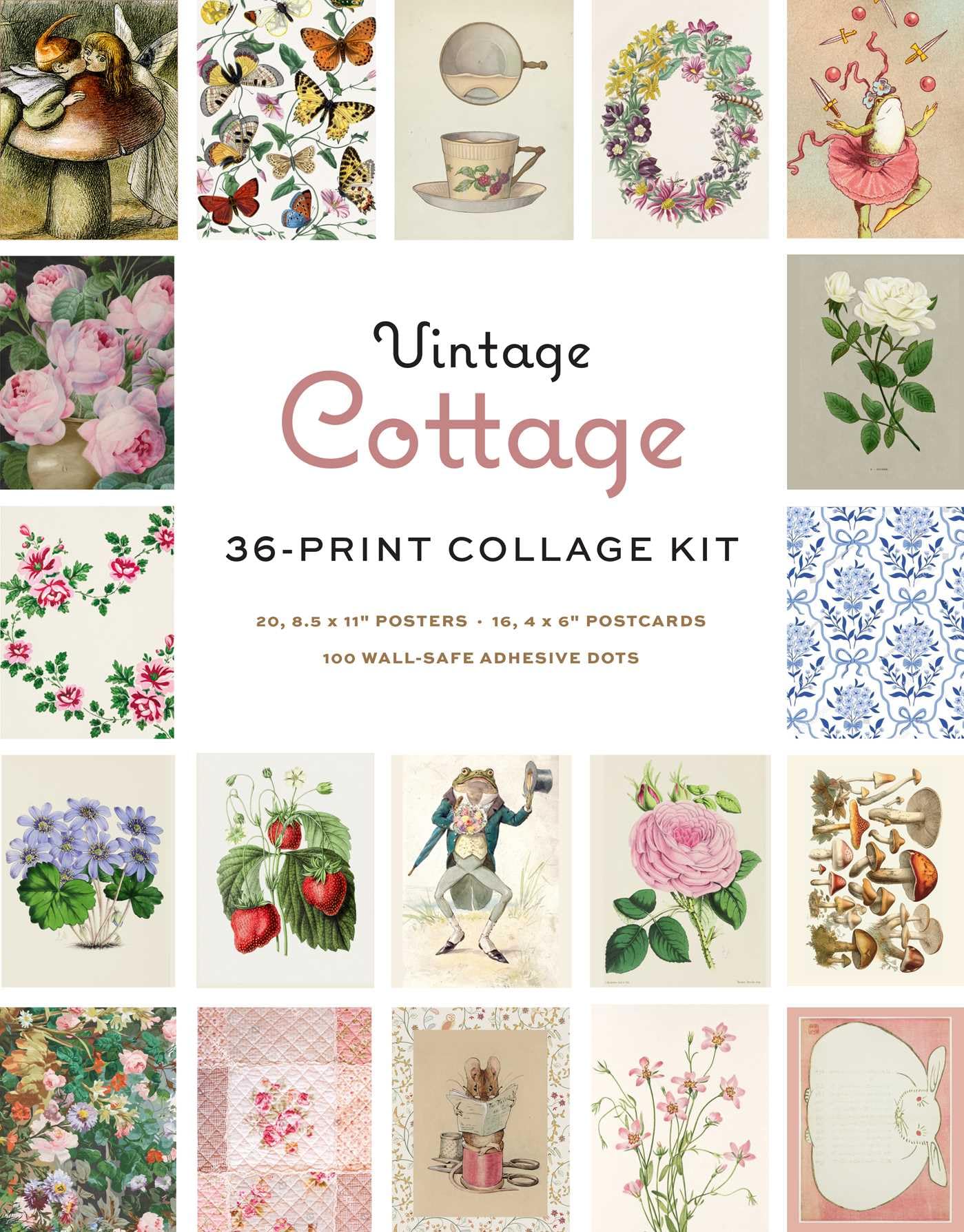 Vintage Cottage Wall Collage Kit pour relooker un mur blanc facilement
