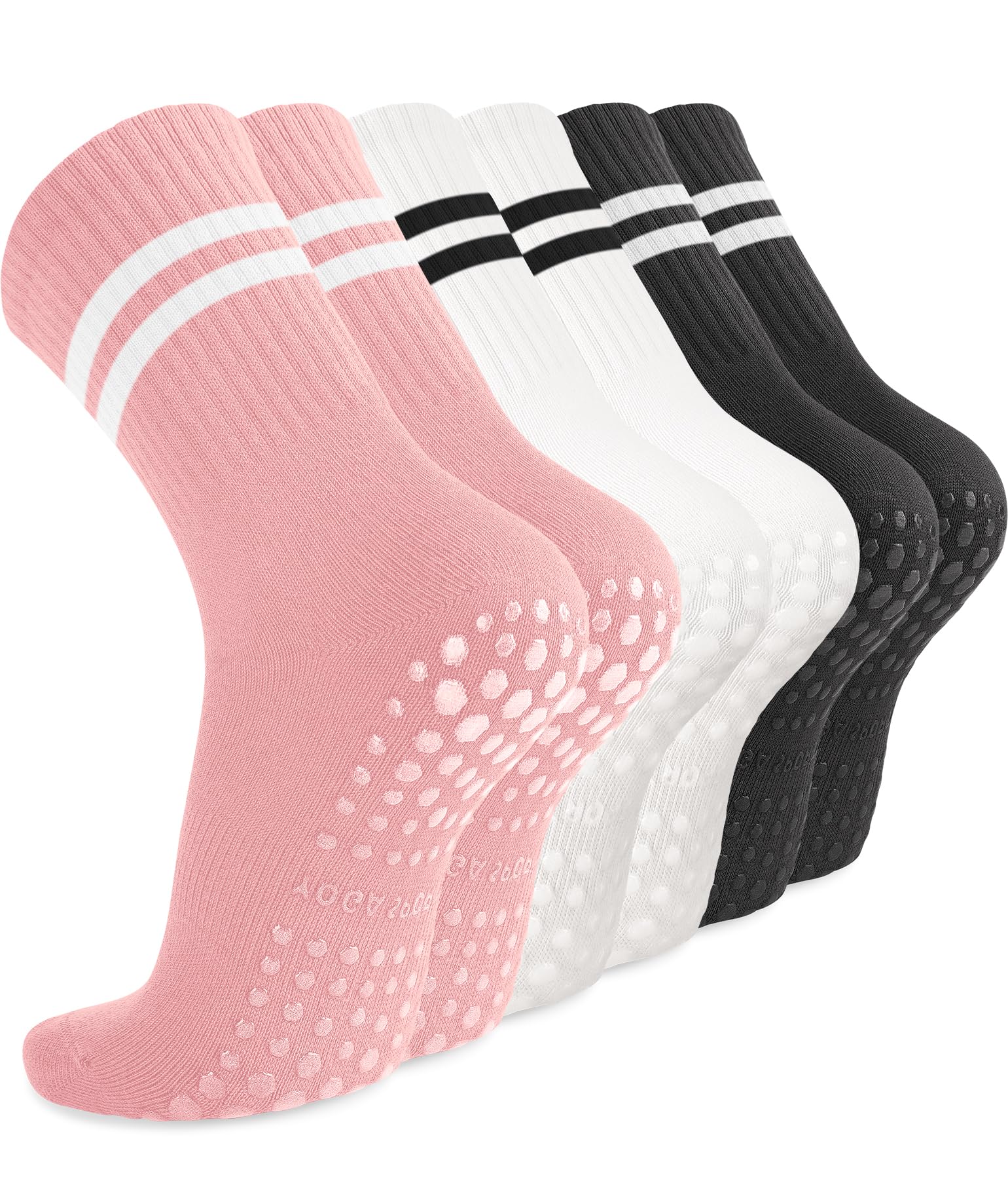 Diu Life 3 Pack Pilates Socks Yoga Socks with Grips for Women Non Slip, Workout, Pure Barre, Ballet, Dance, Hospital Socks